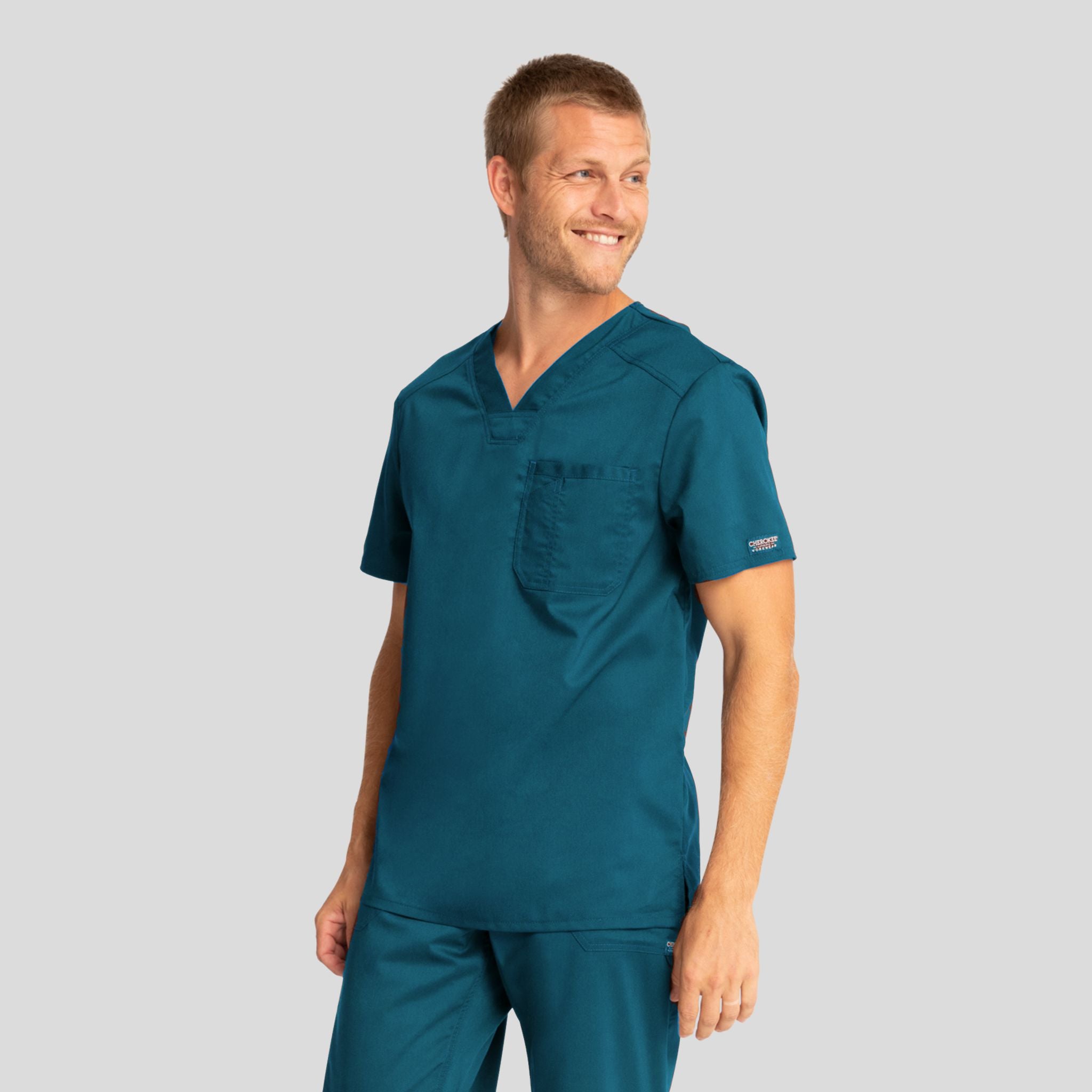 Men's V-Neck Solid Scrub Top