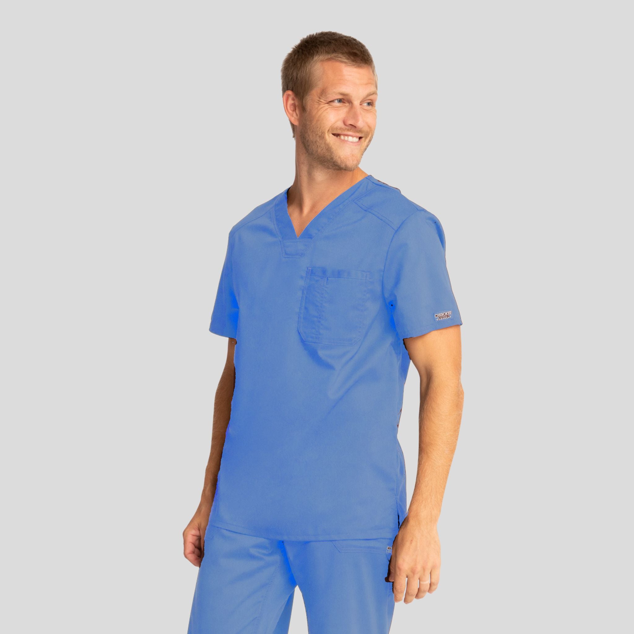 Men's V-Neck Solid Scrub Top