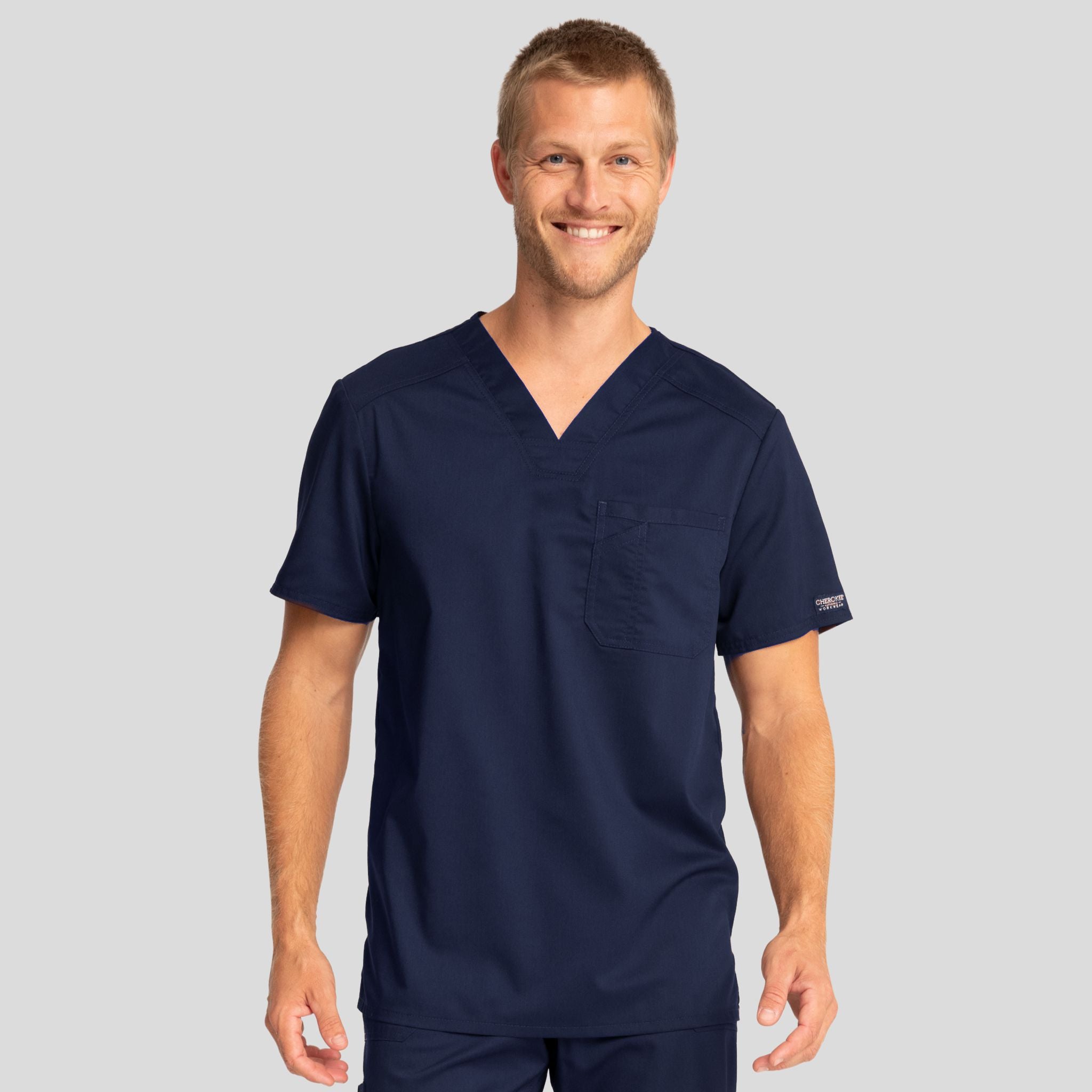 Men's V-Neck Solid Scrub Top