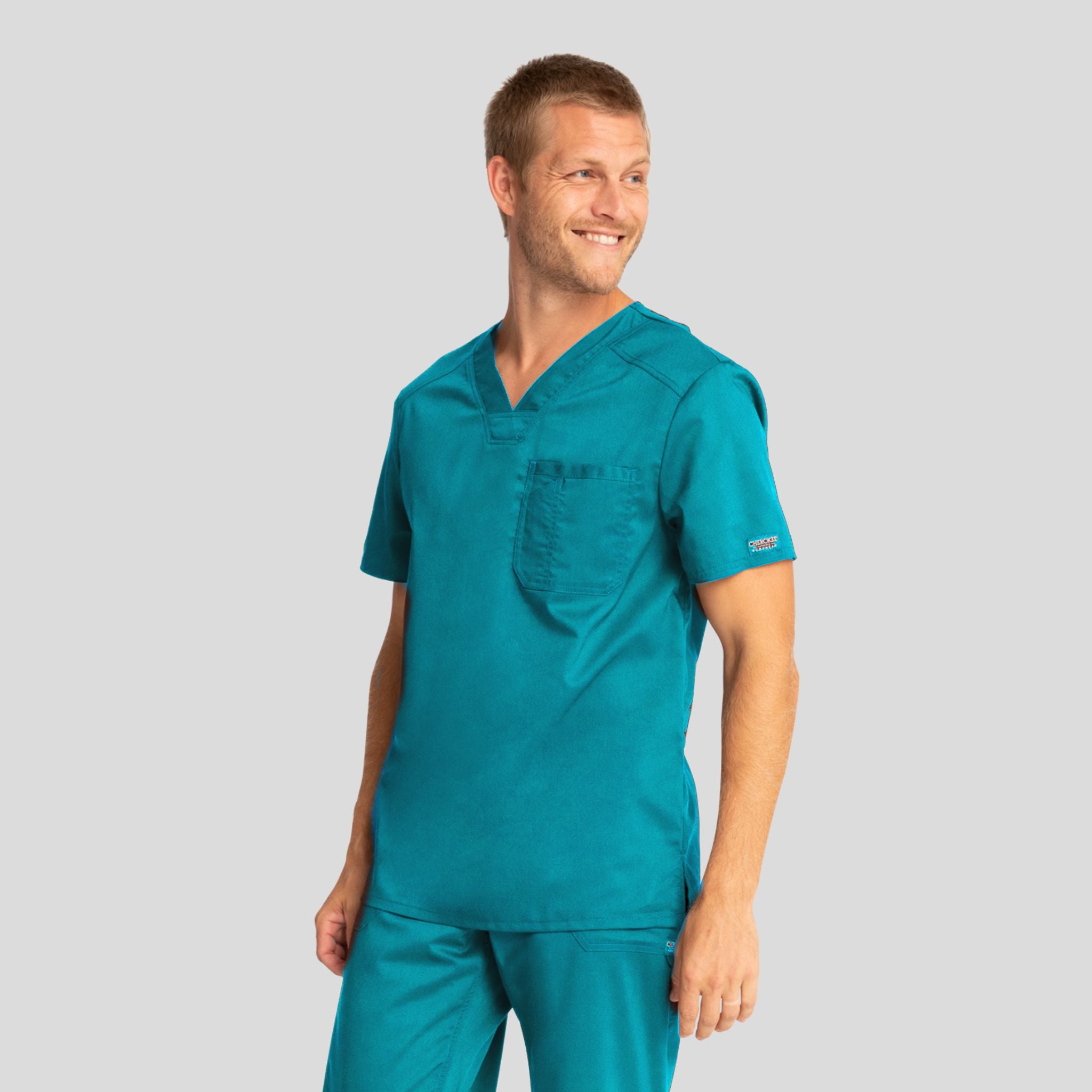 Men's V-Neck Solid Scrub Top