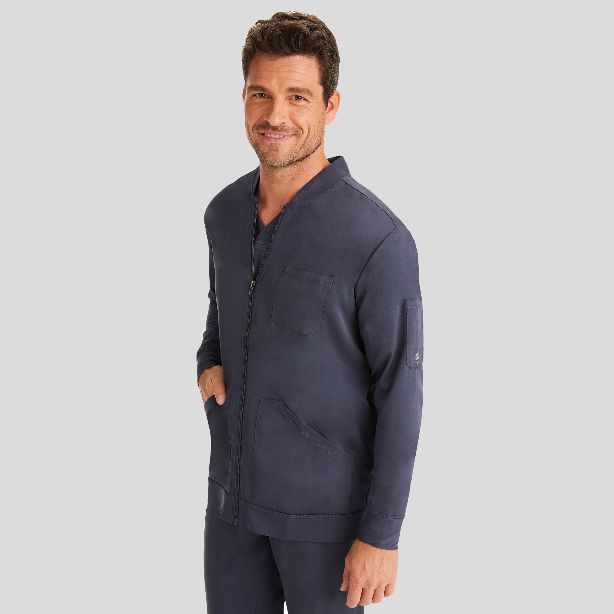 Men's Michael Zip Front Solid Scrub Jacket