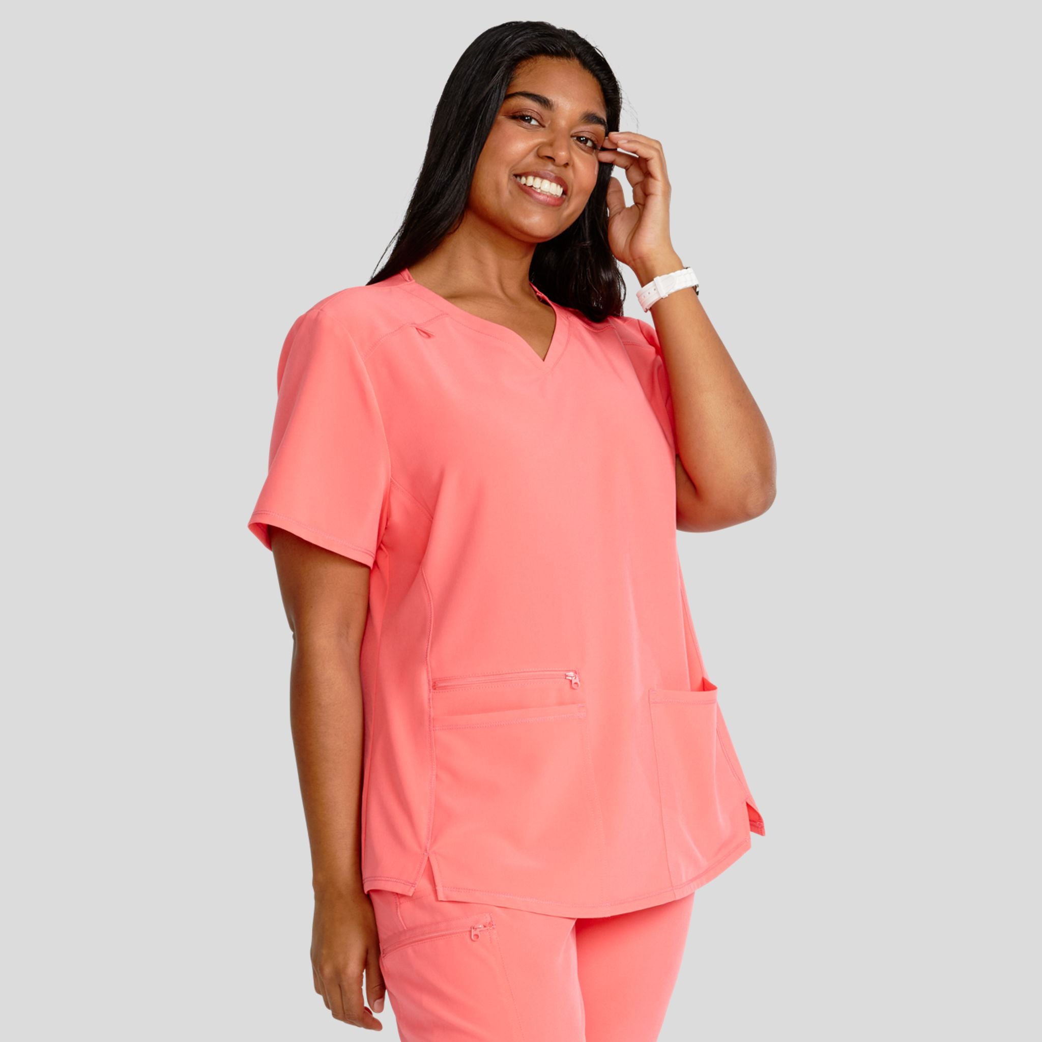 V-Neck Top With Badge Loop