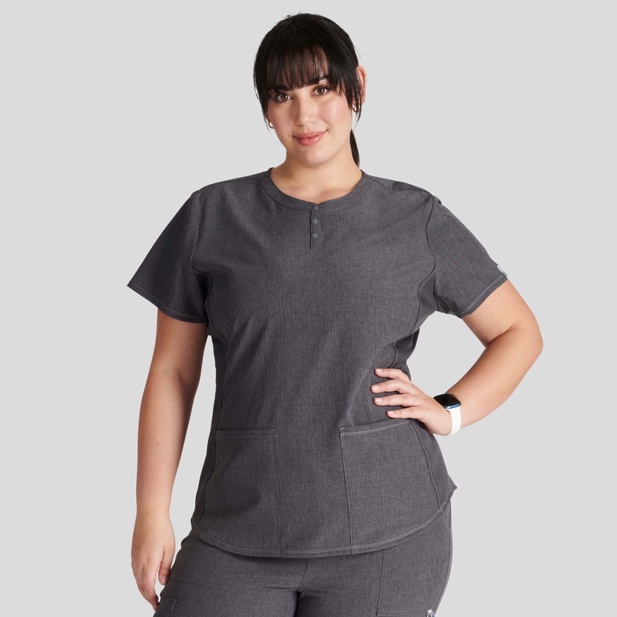 Women's Henley Solid Scrub Top