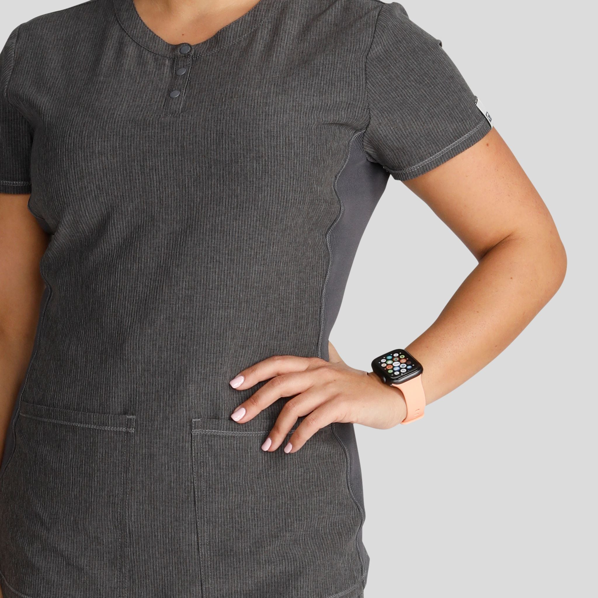 Women's Henley Solid Scrub Top