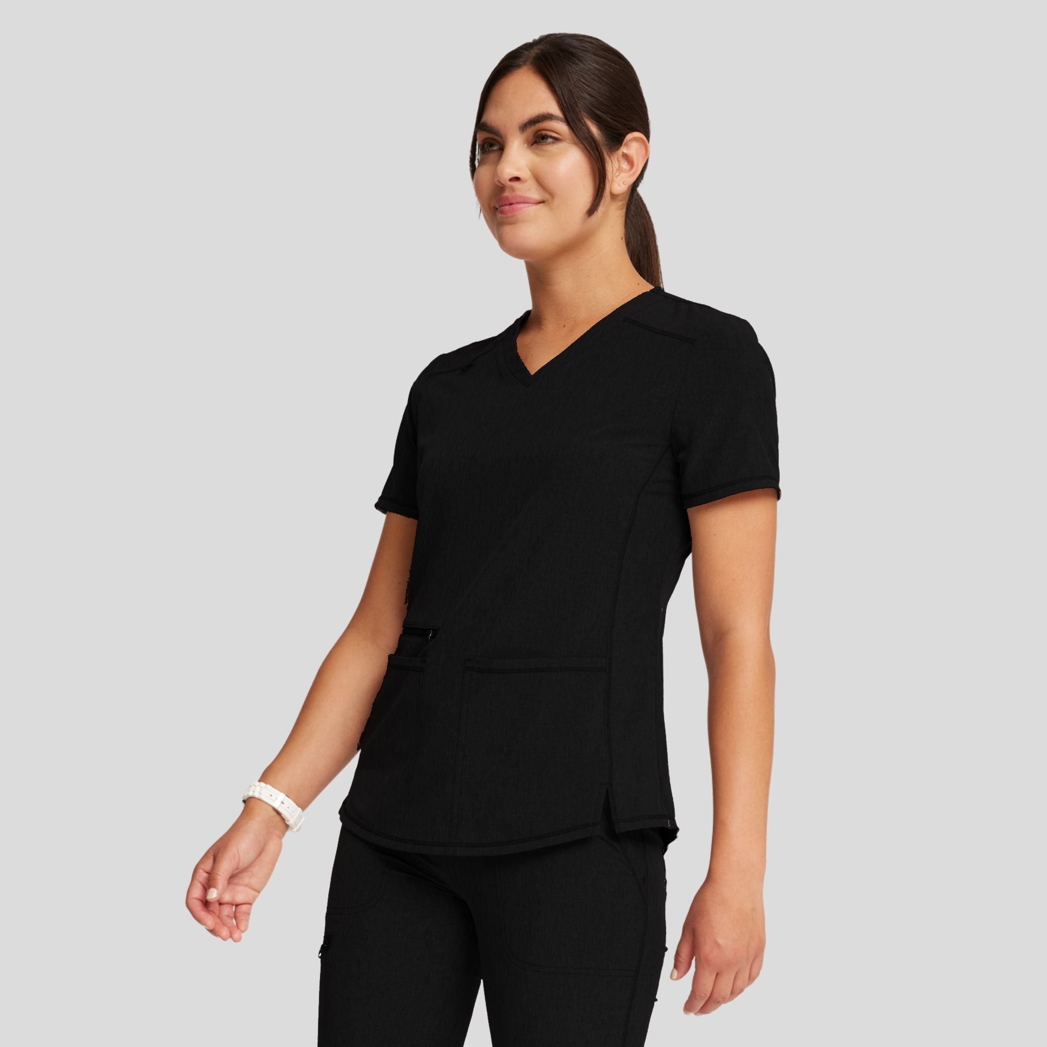 V-Neck Top With Badge Loop