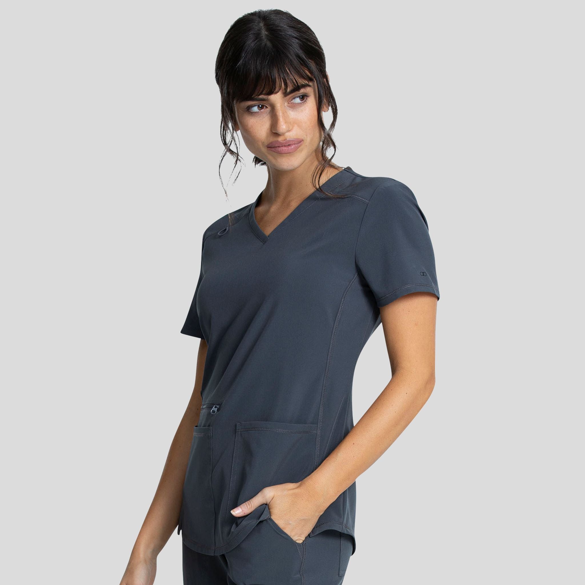 V-Neck Top With Badge Loop