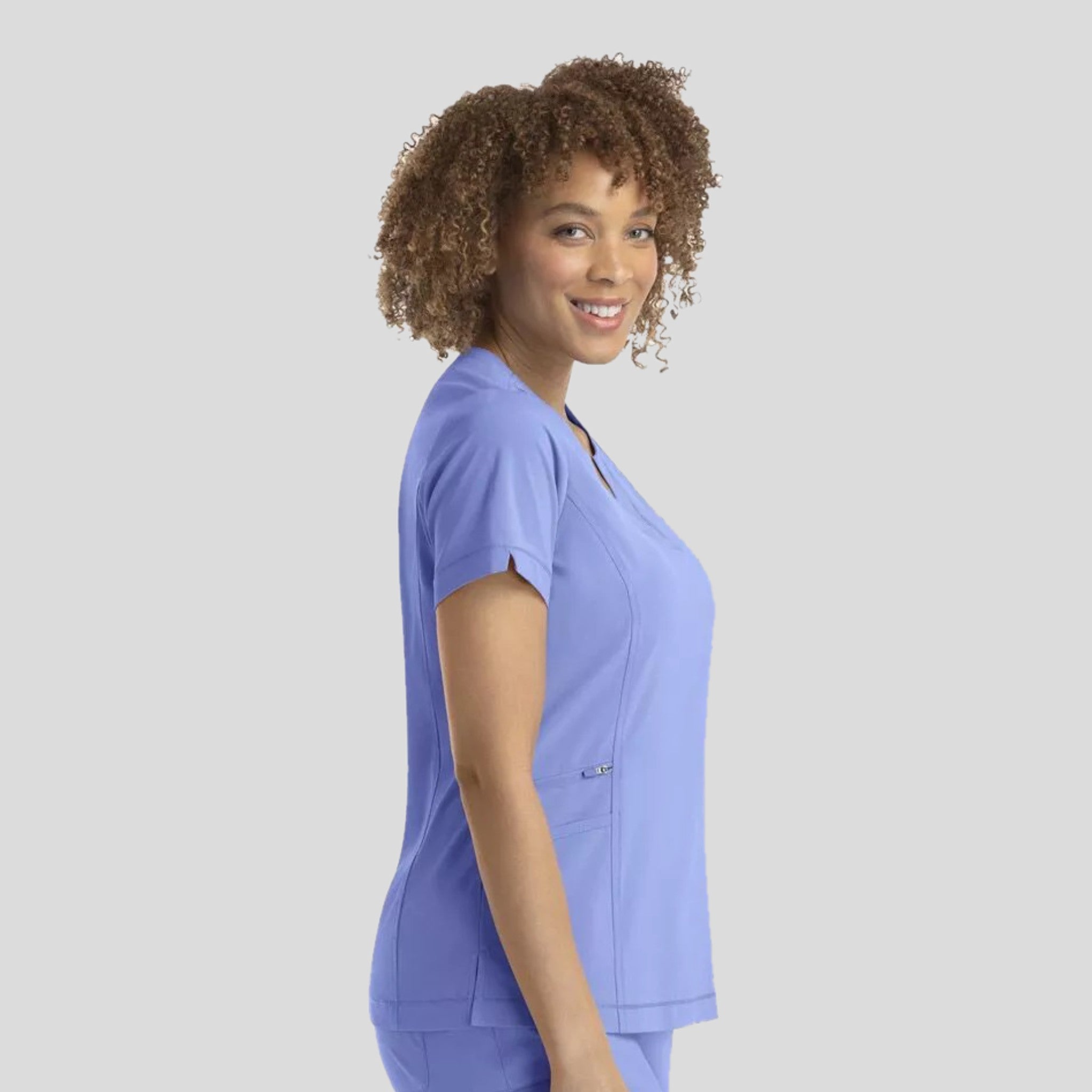 Notched Crew Neck Top