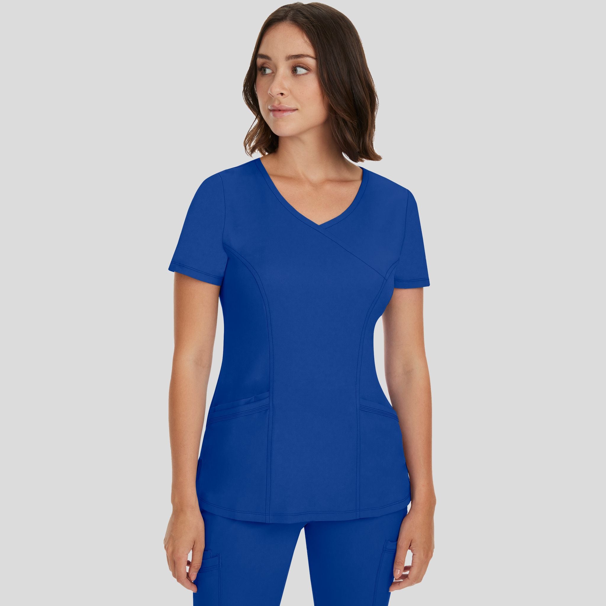 Women's Madison Mock Wrap Solid Scrub Top