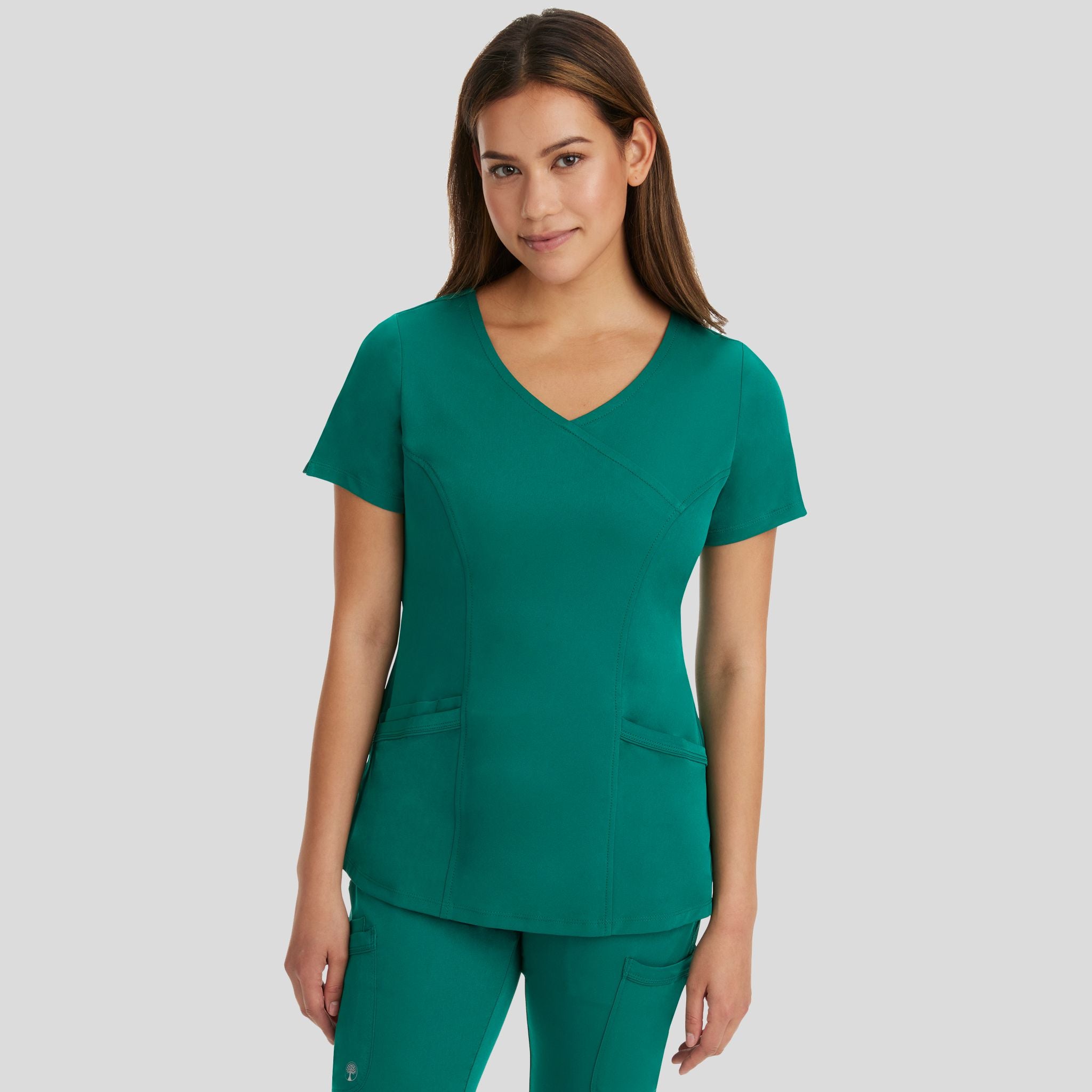 Women's Madison Mock Wrap Solid Scrub Top