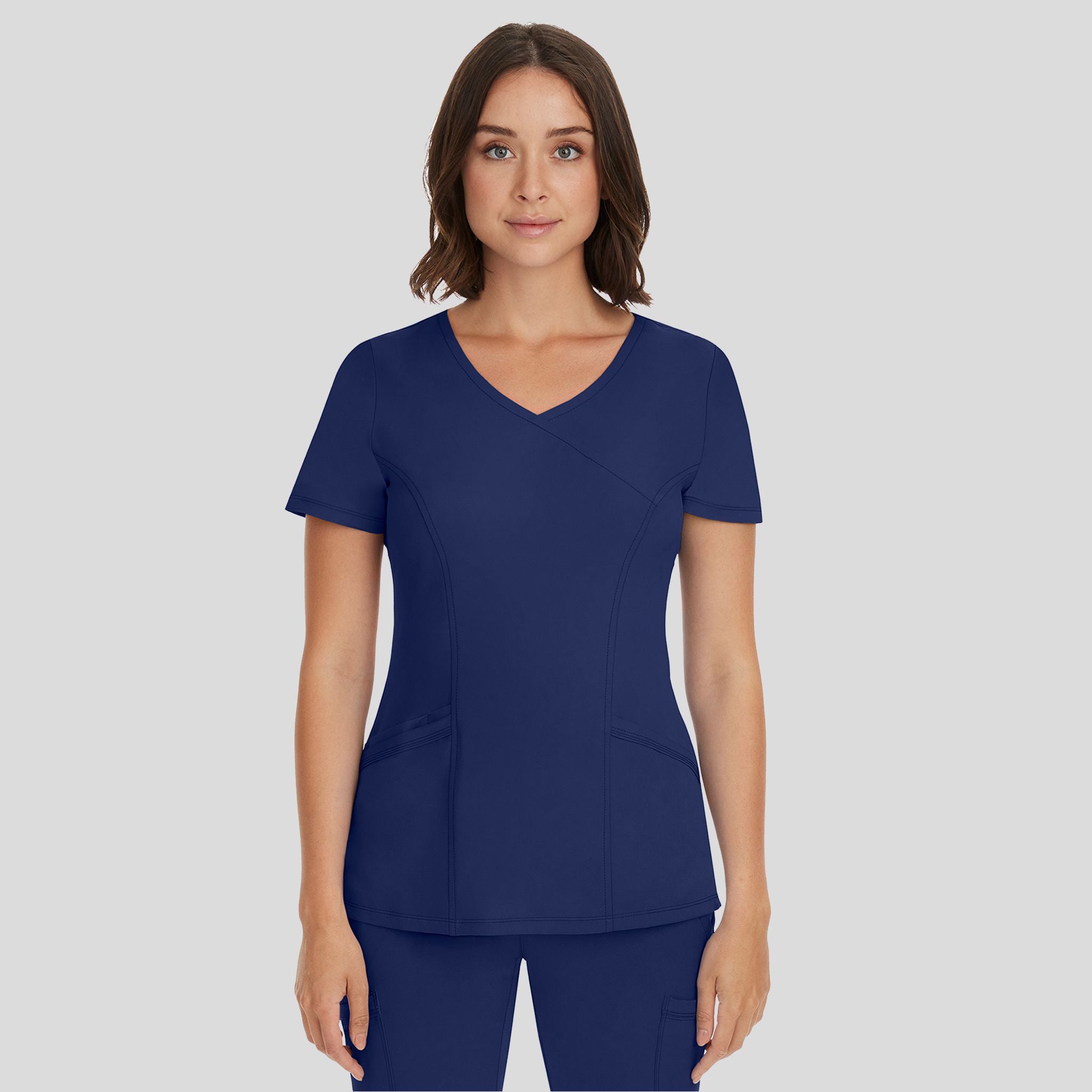 Women's Madison Mock Wrap Solid Scrub Top