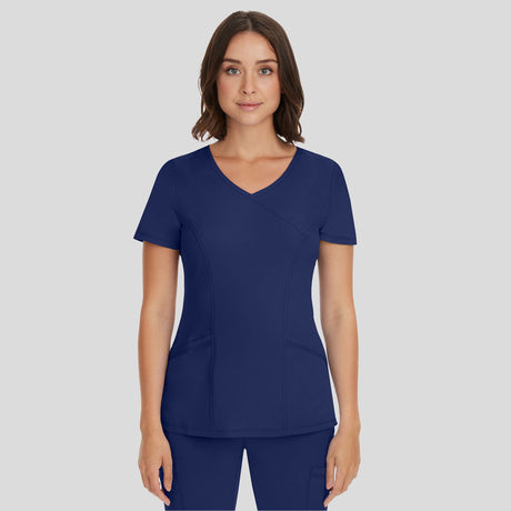 Women's Madison Mock Wrap Solid Scrub Top