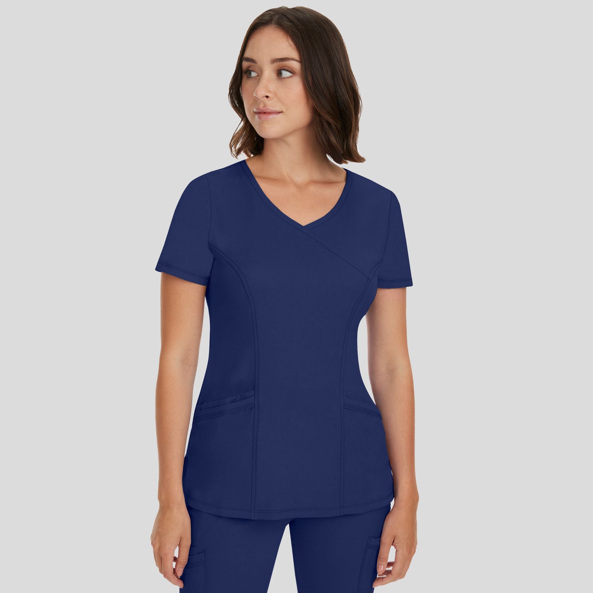 Women's Madison Mock Wrap Solid Scrub Top