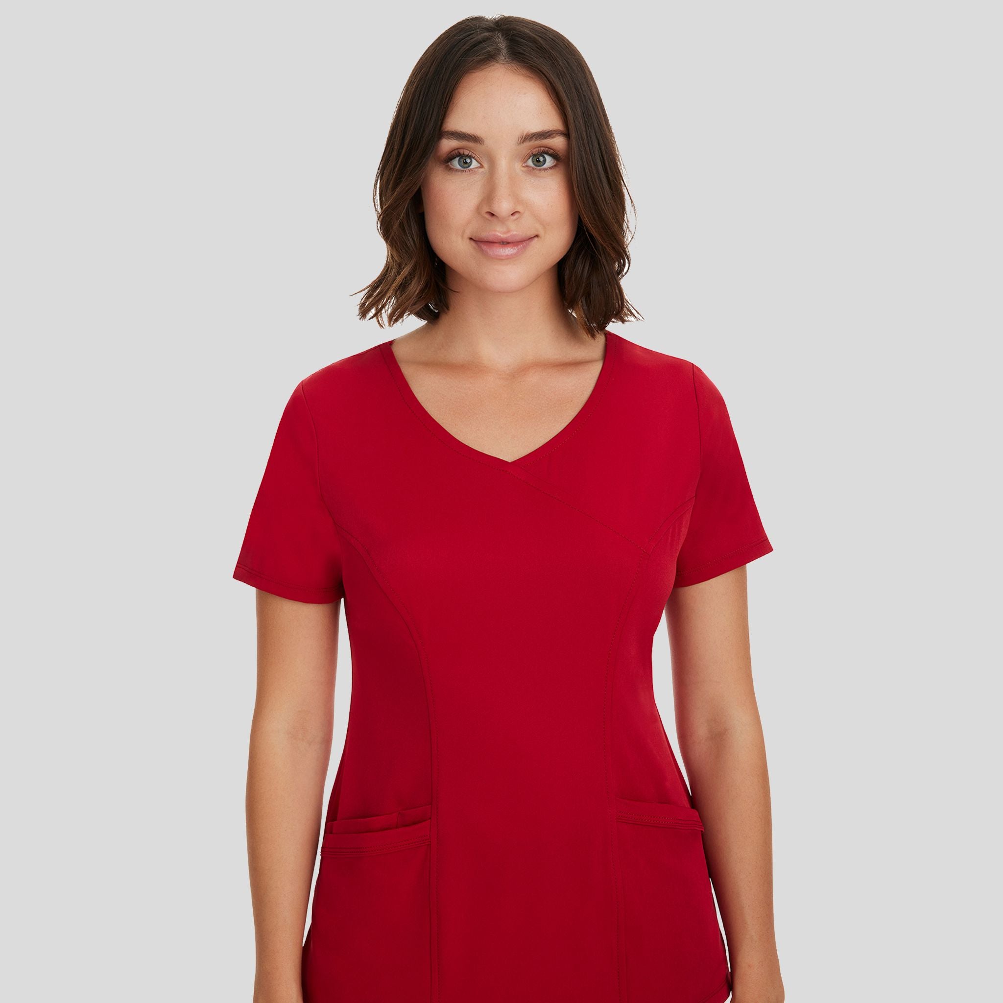 Women's Madison Mock Wrap Solid Scrub Top