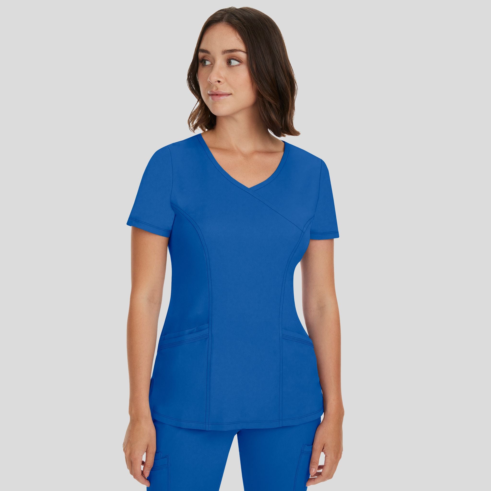 Women's Madison Mock Wrap Solid Scrub Top