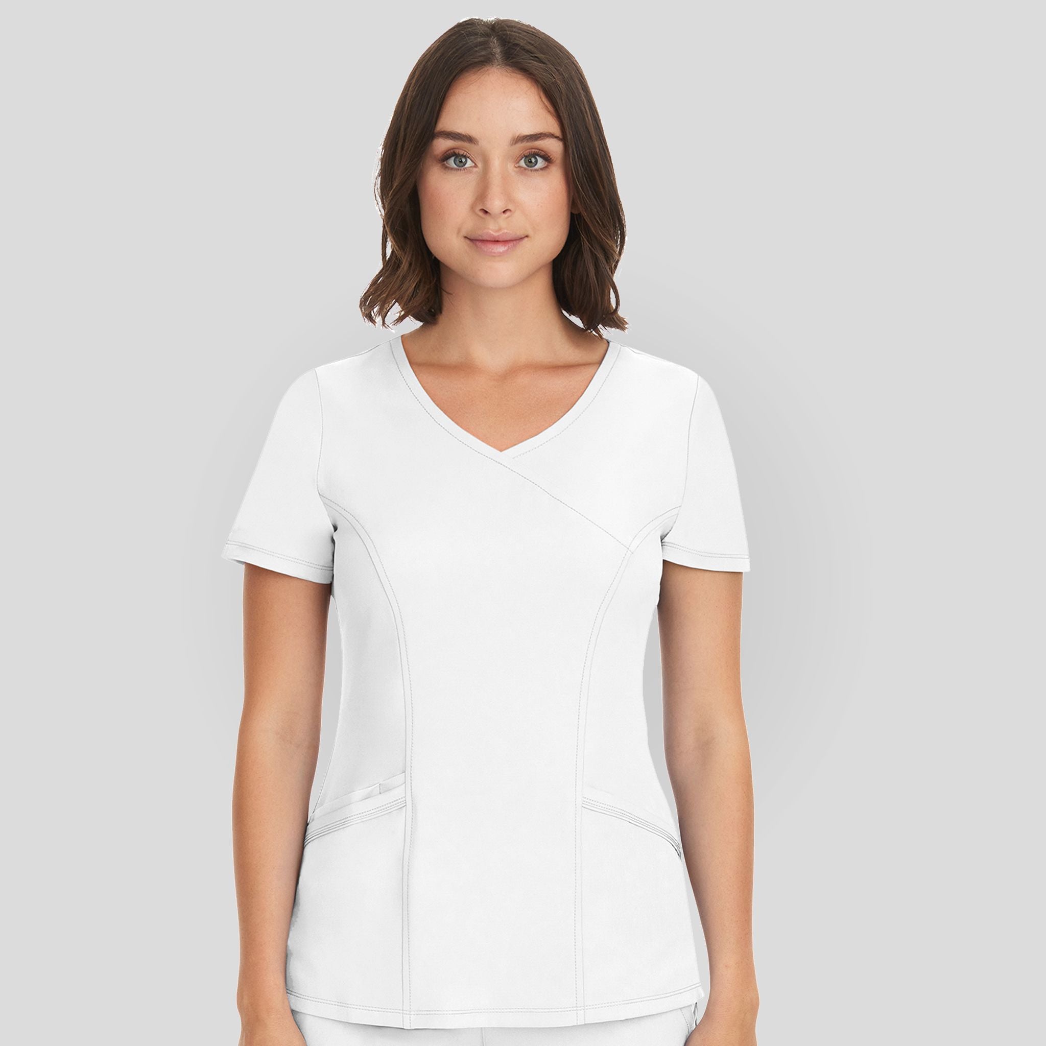 Women's Madison Mock Wrap Solid Scrub Top