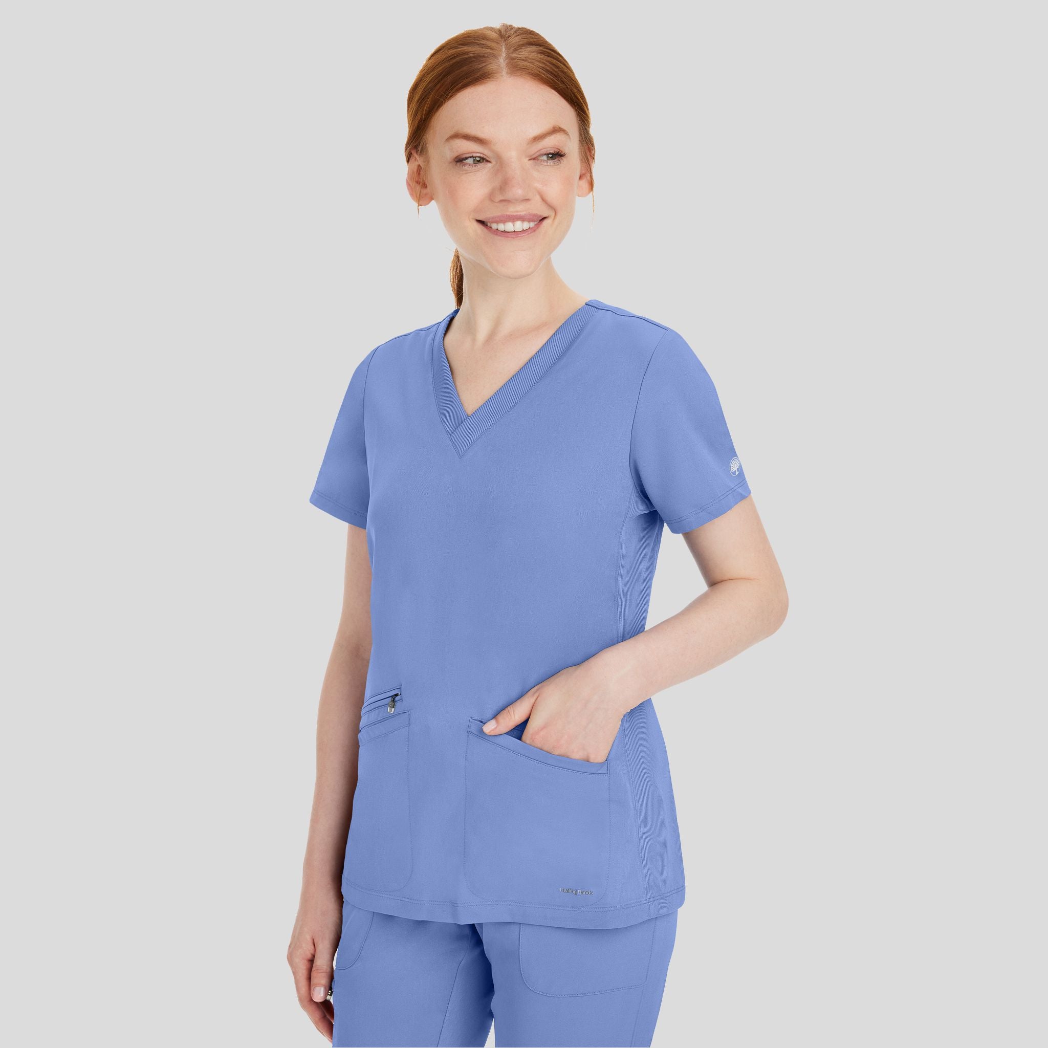 Women's Mariah Rib Trim Scrub Top