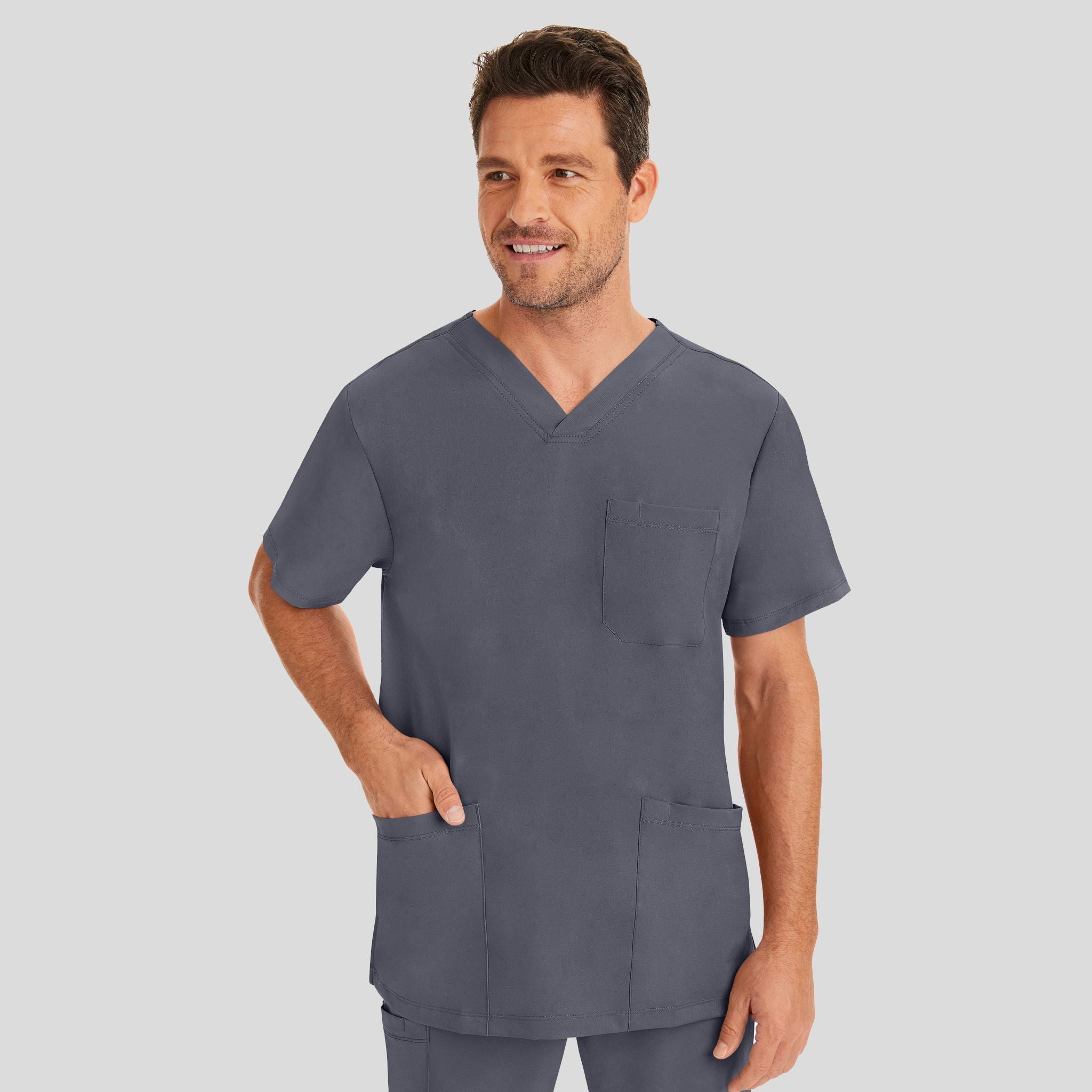 Men's Matthew V-Neck Solid Scrub Top