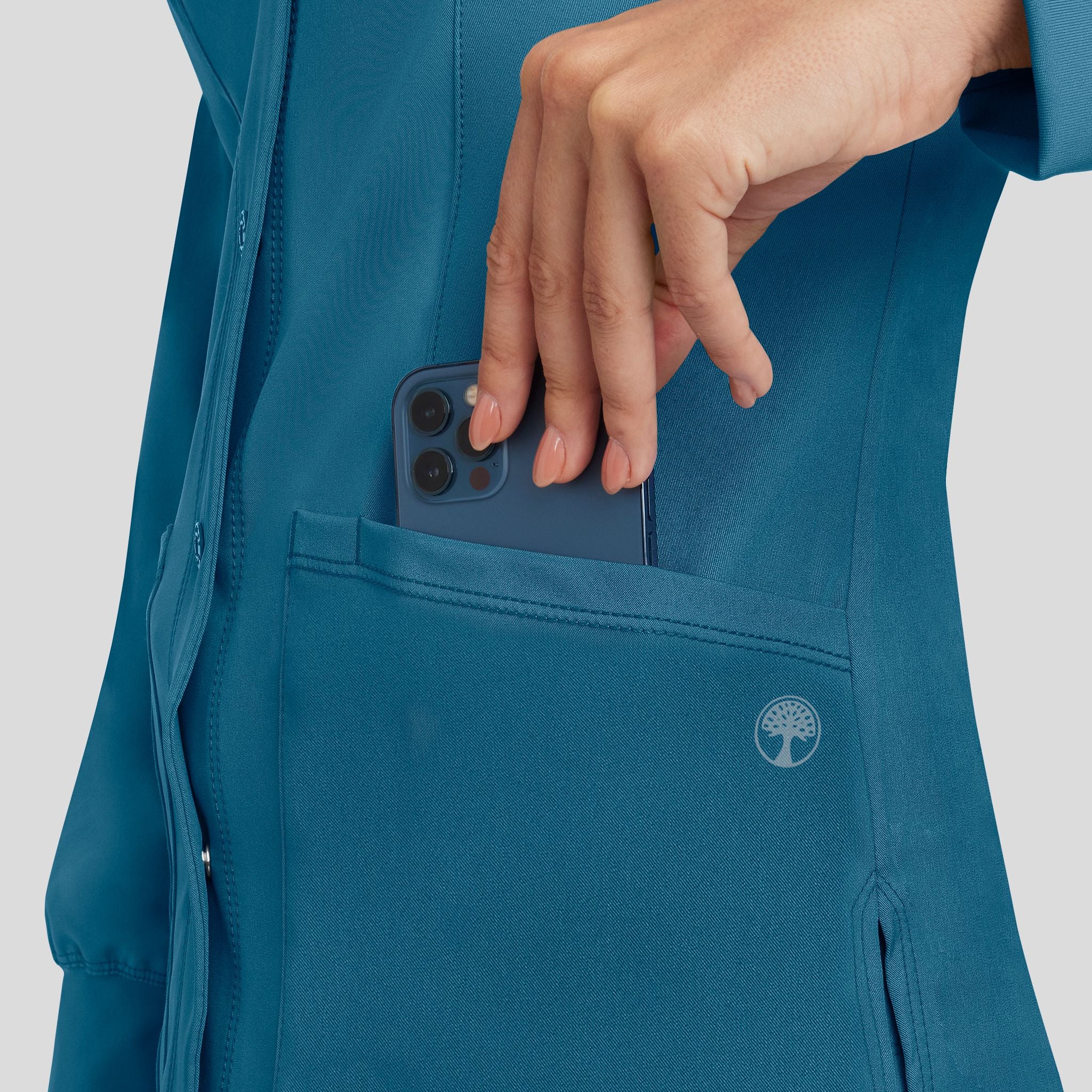 Women's Megan Button Front Solid Scrub Jacket