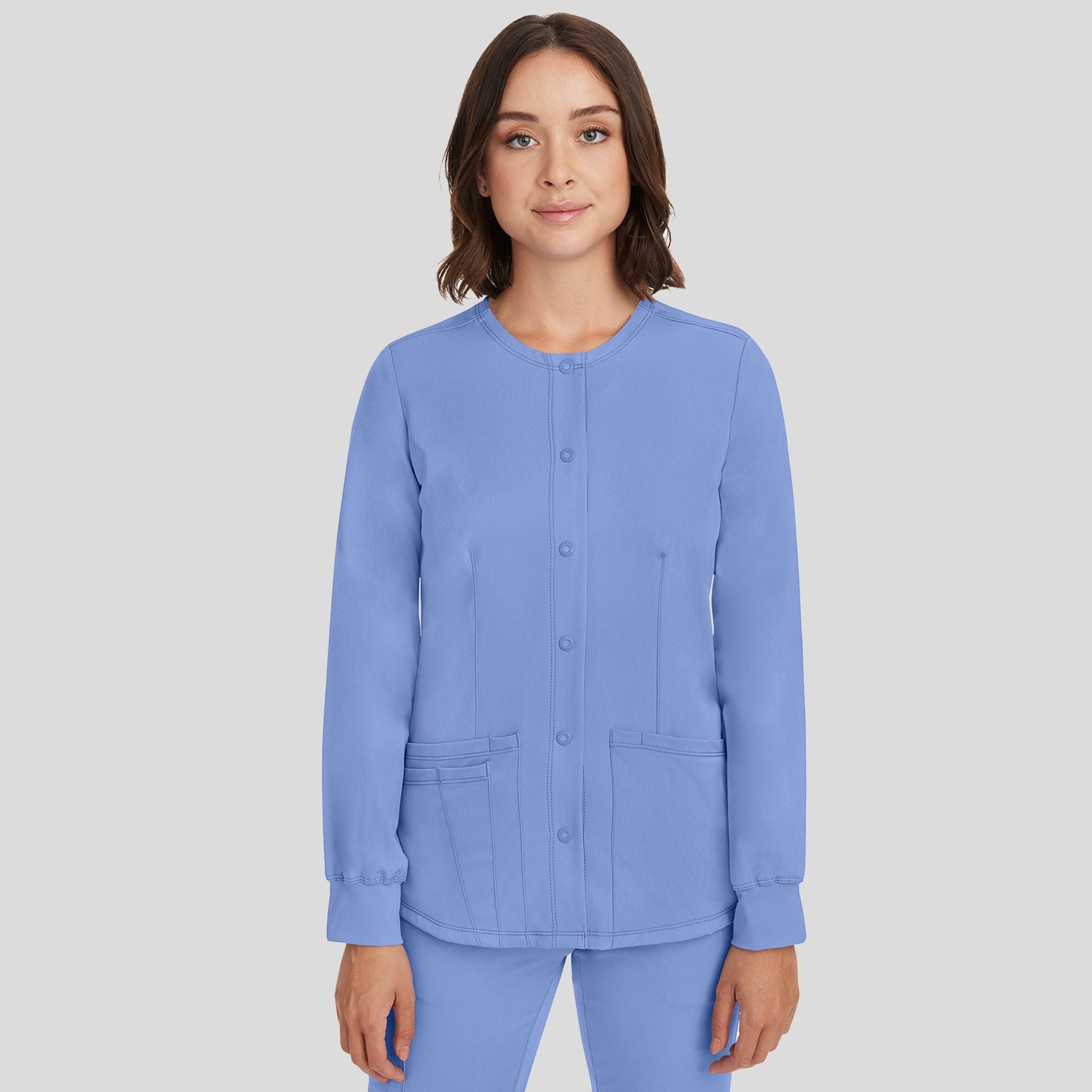 Women's Megan Button Front Solid Scrub Jacket