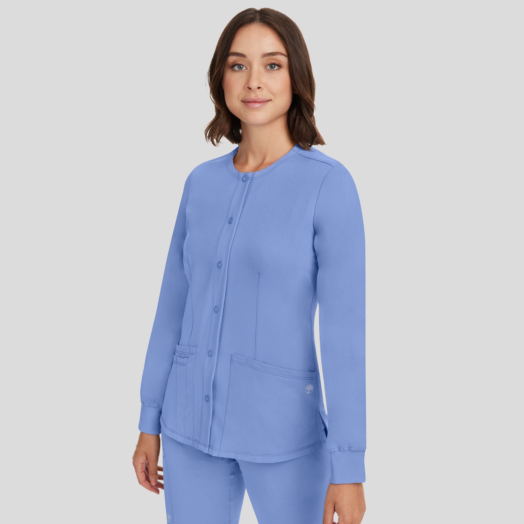Women's Megan Button Front Solid Scrub Jacket