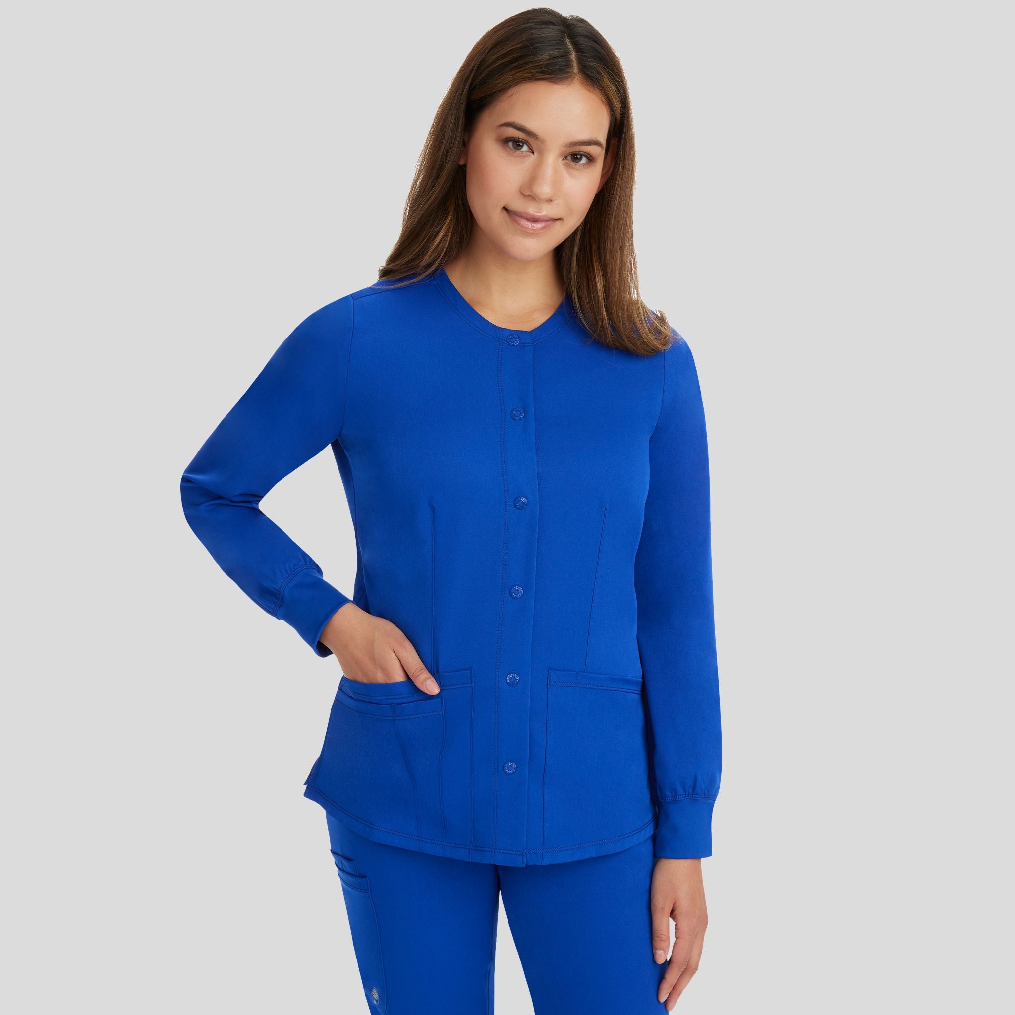 Women's Megan Button Front Solid Scrub Jacket