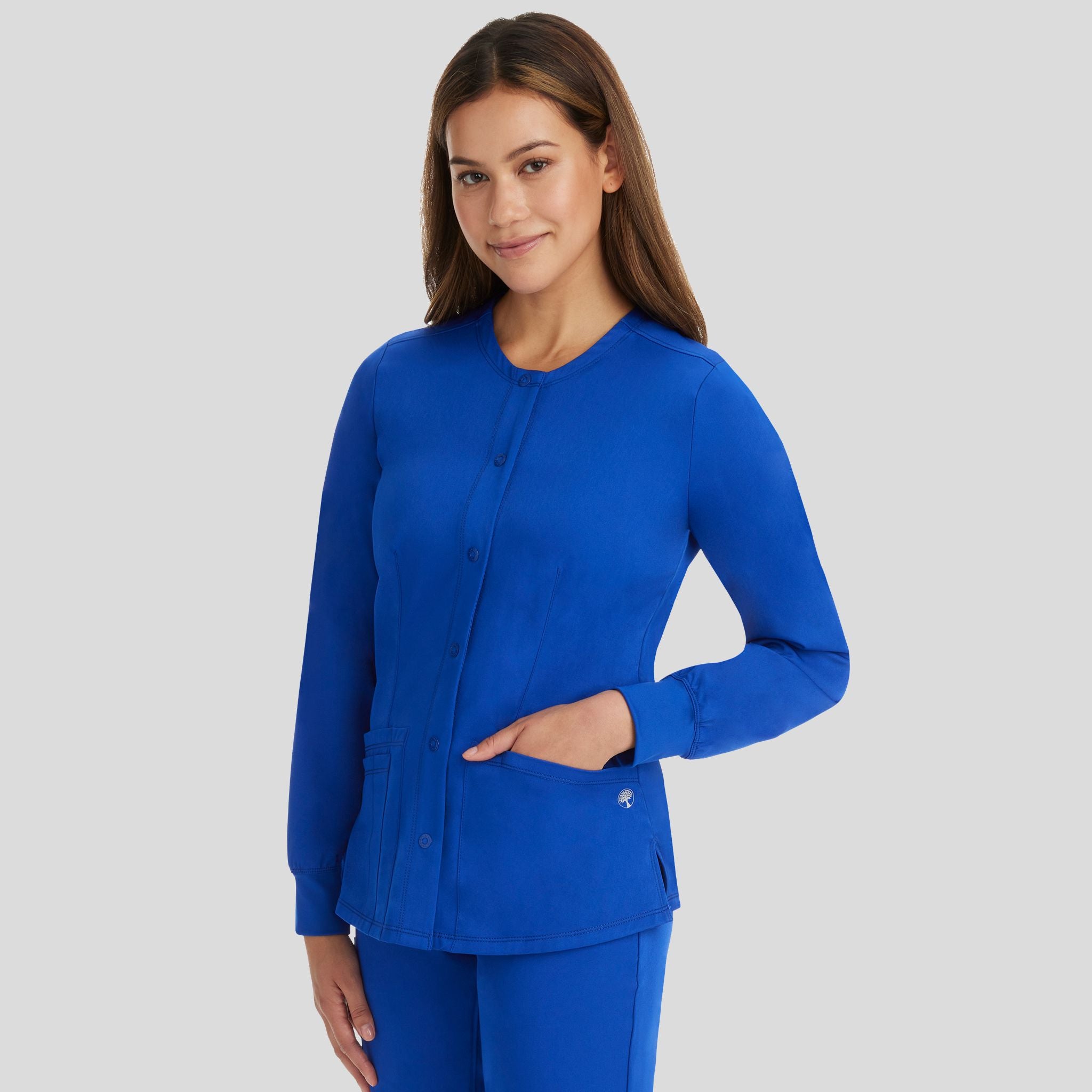 Women's Megan Button Front Solid Scrub Jacket