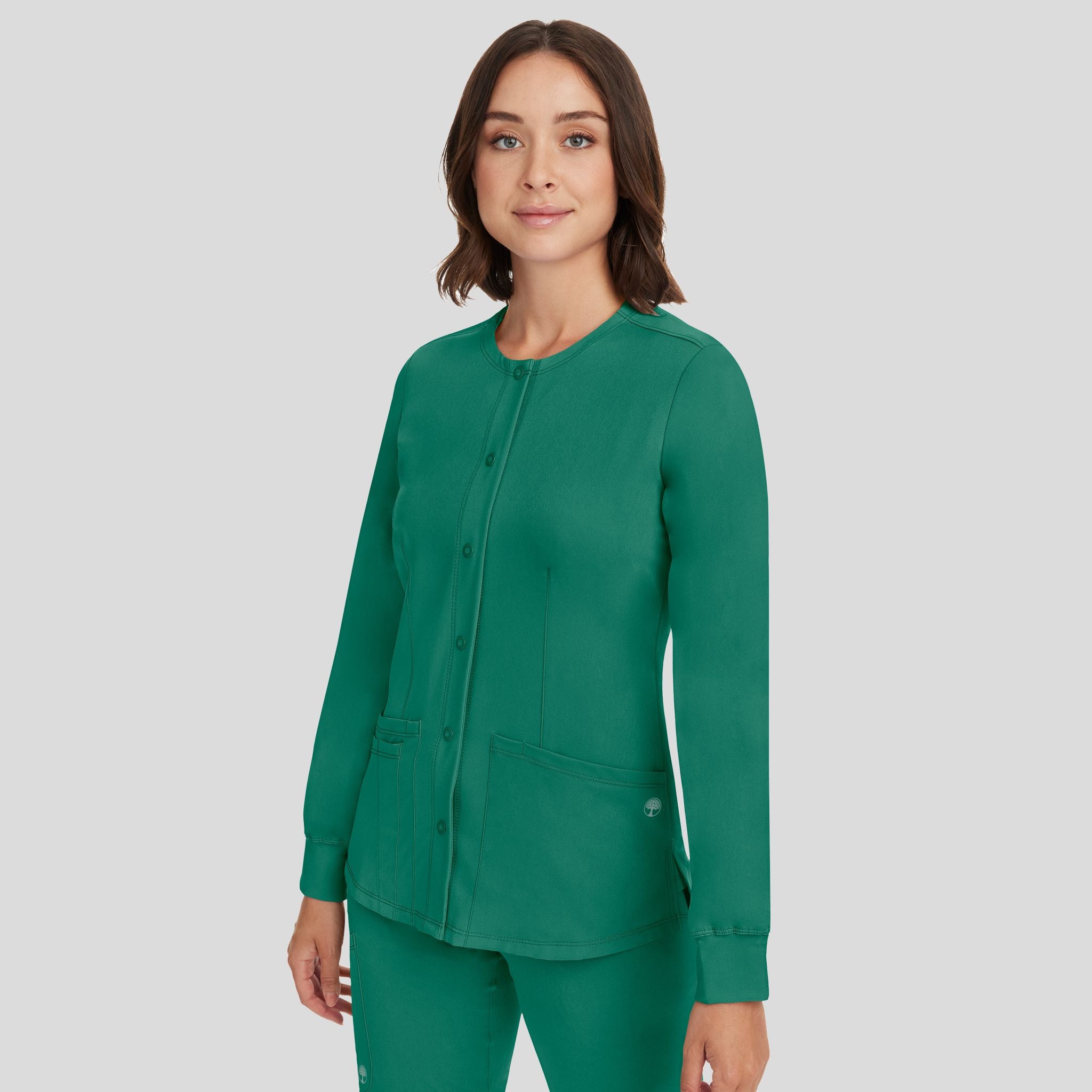 Women's Megan Button Front Solid Scrub Jacket