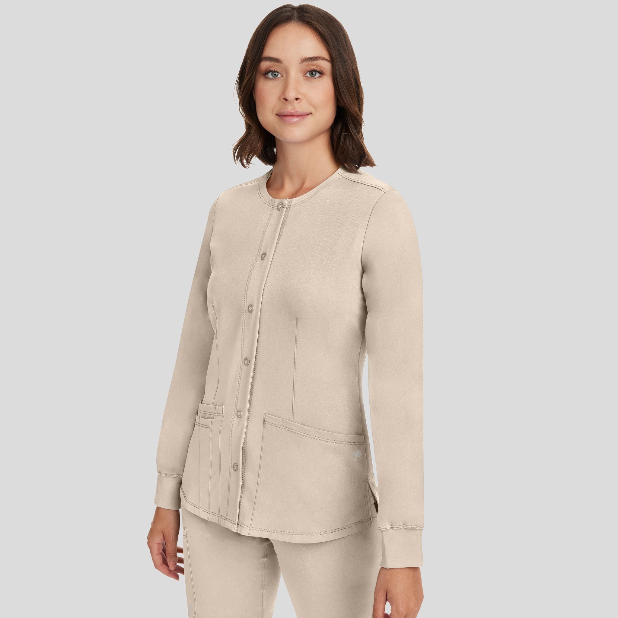 Women's Megan Button Front Solid Scrub Jacket