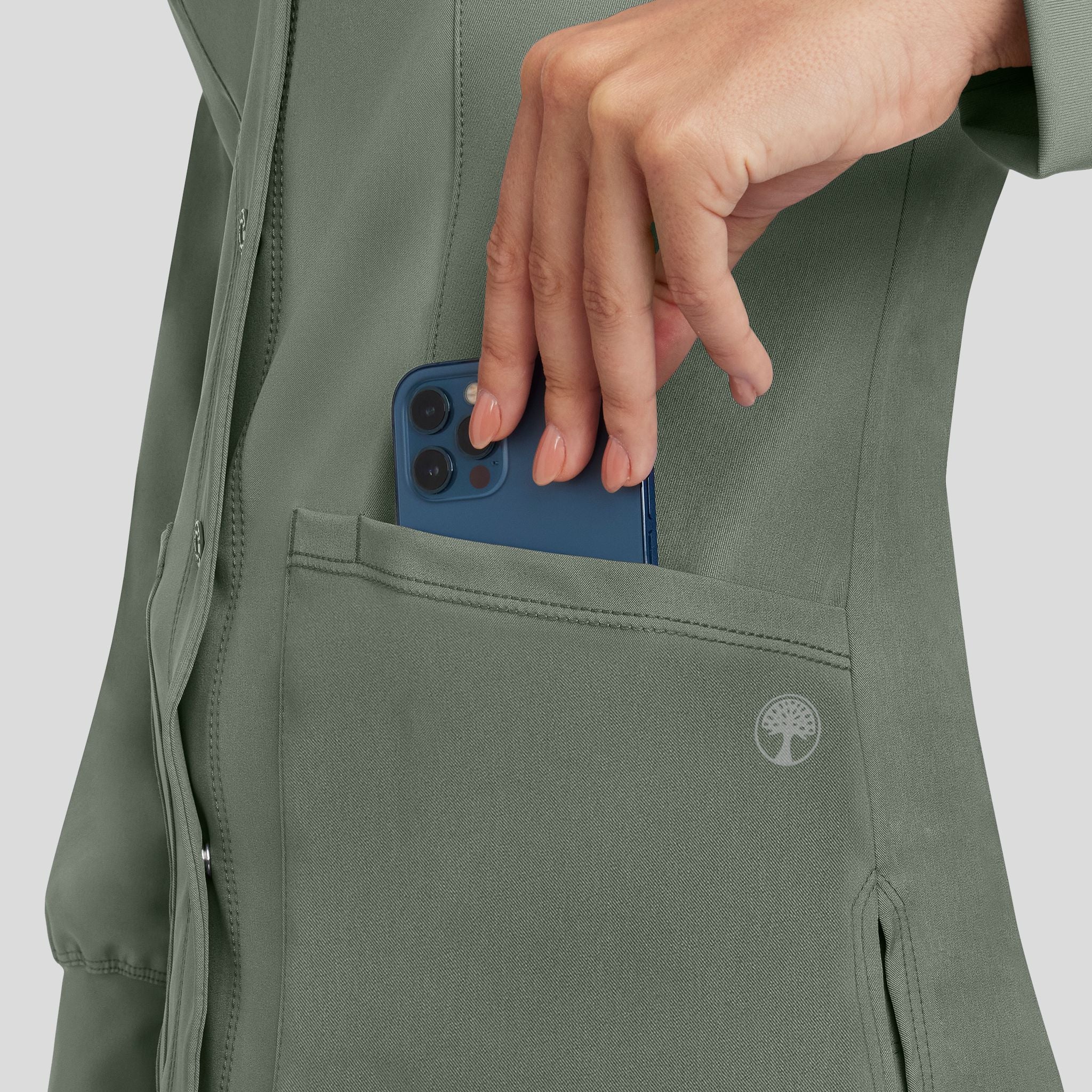 Women's Megan Button Front Solid Scrub Jacket