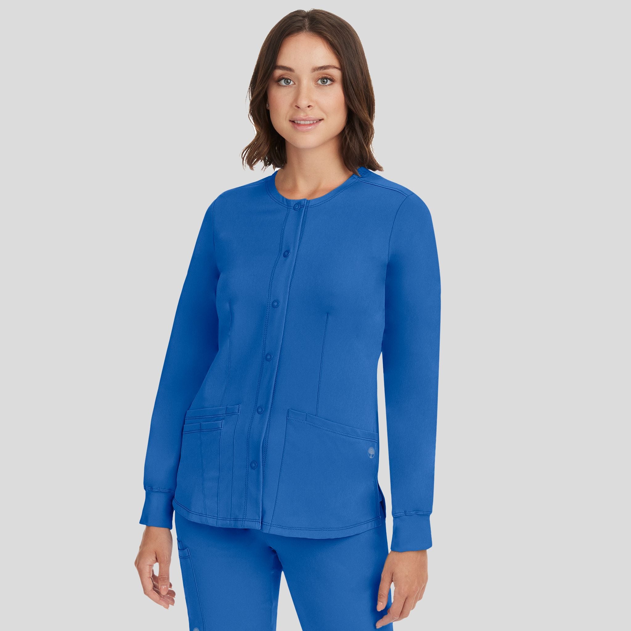 Women's Megan Button Front Solid Scrub Jacket