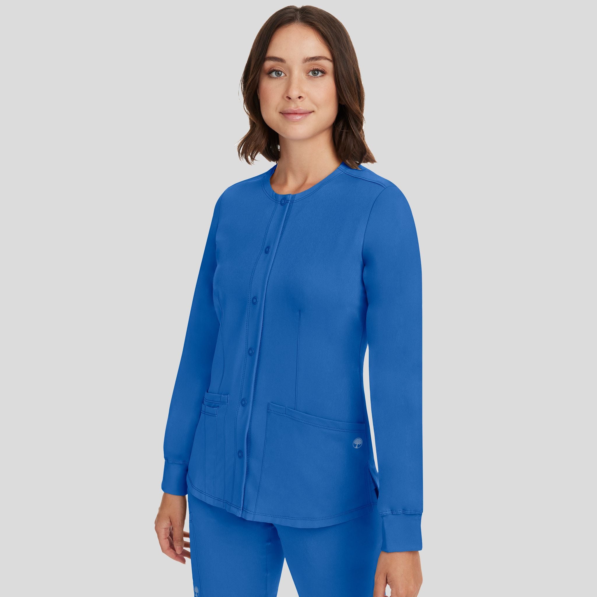 Women's Megan Button Front Solid Scrub Jacket