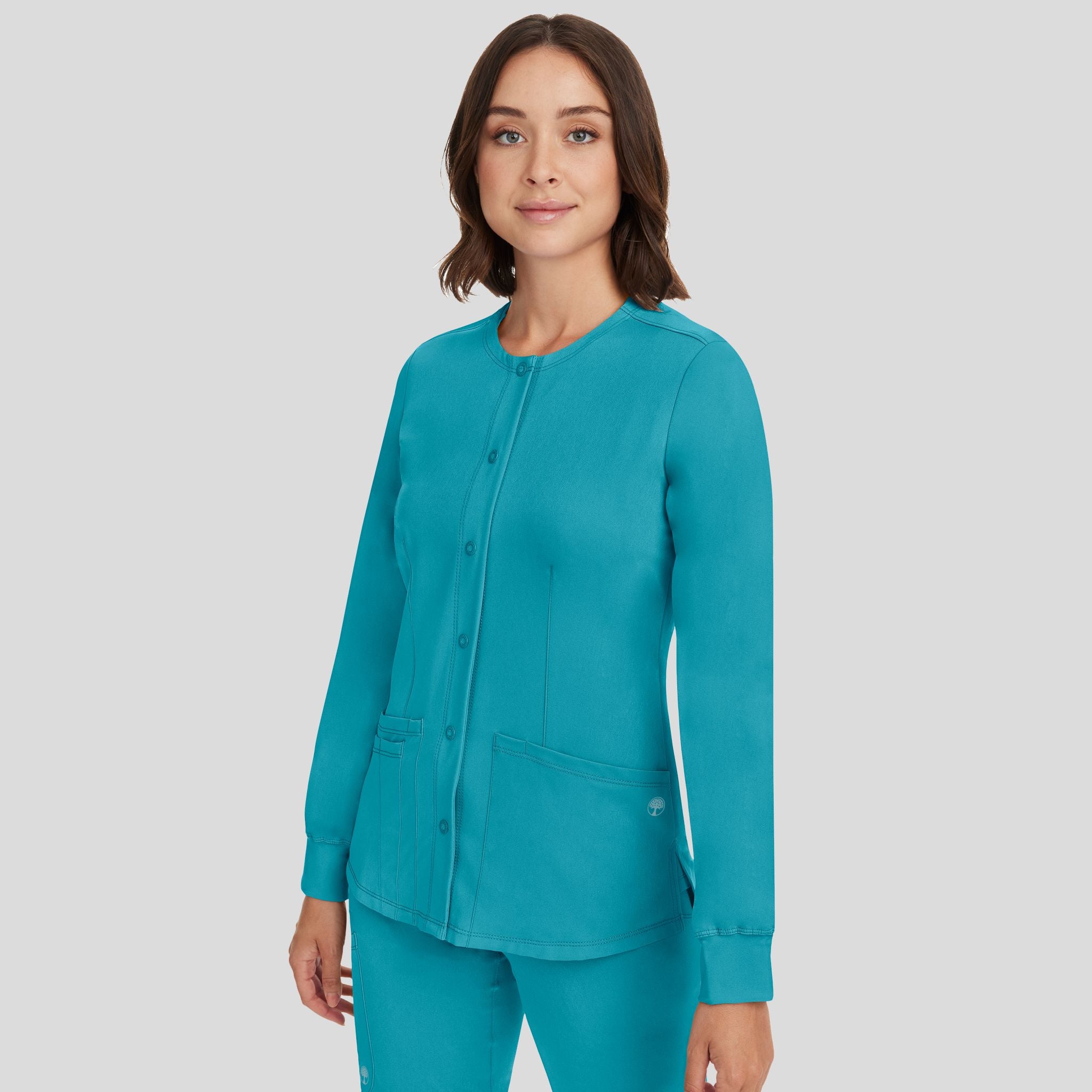 Women's Megan Button Front Solid Scrub Jacket