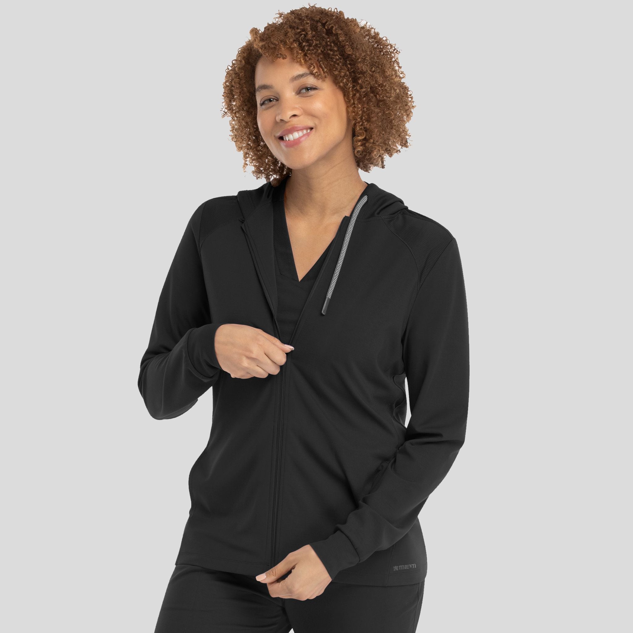 Women's Hooded Zip Front Jacket | Black