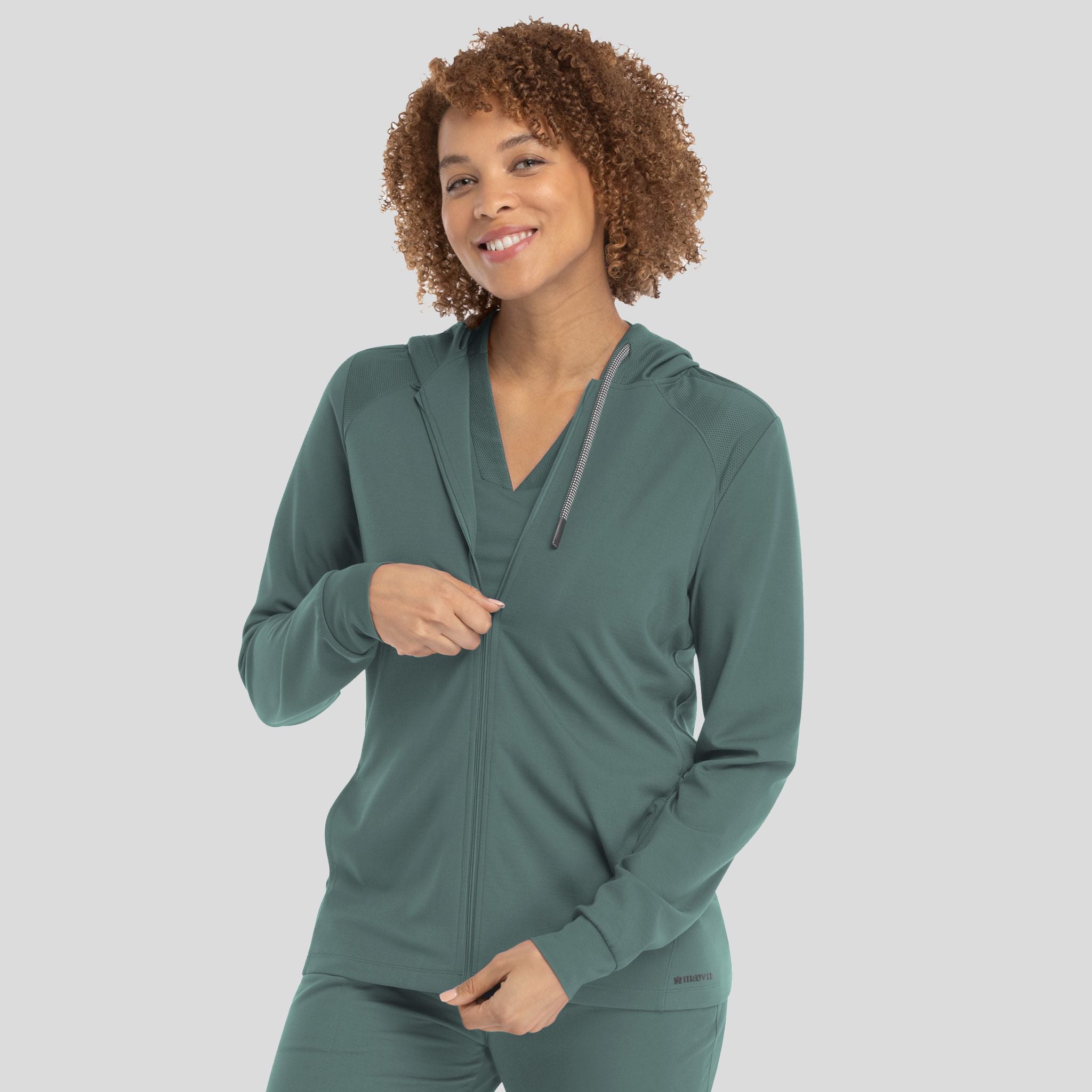 Women's Hooded Zip Front Jacket | Grey