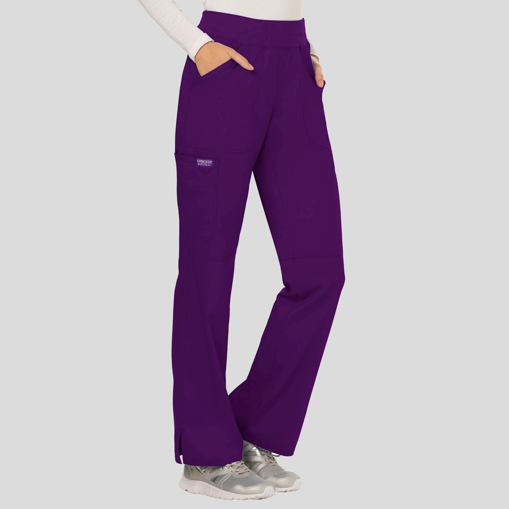 Women's Elastic Waistband Cargo Pull-On Scrub Pant