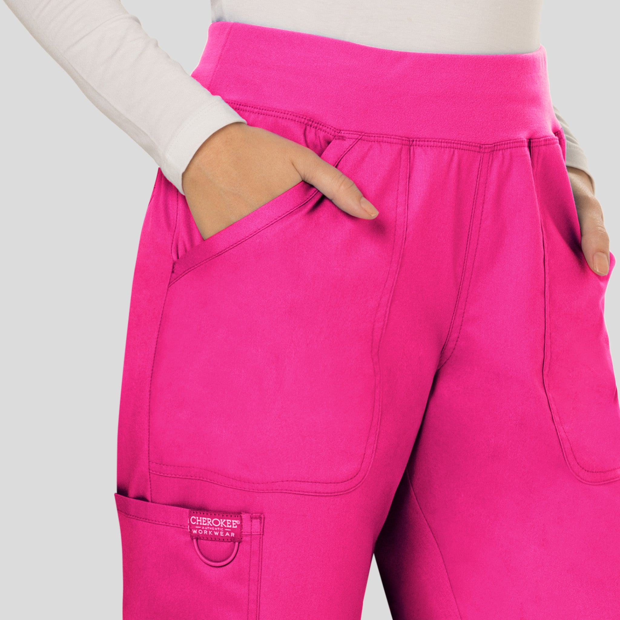 Women's Elastic Waistband Cargo Pull-On Scrub Pant