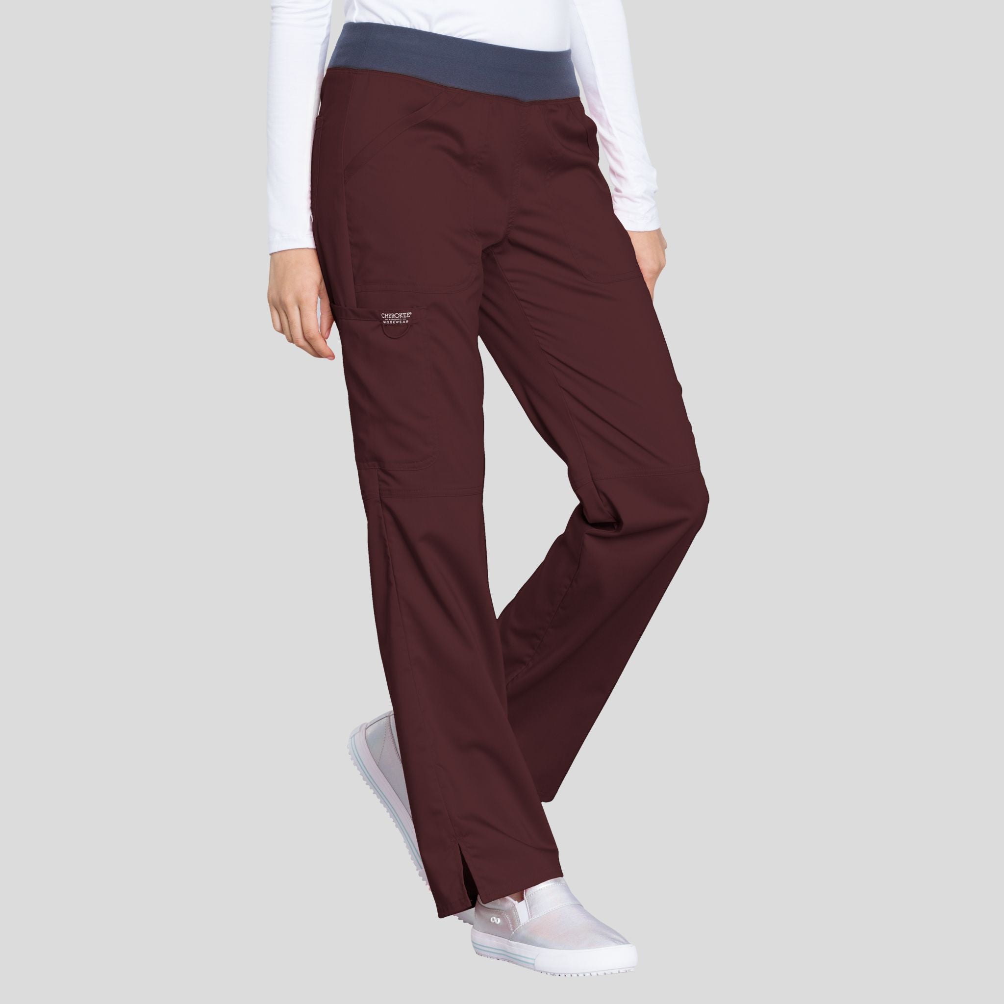 Women's Elastic Waistband Cargo Pull-On Scrub Pant
