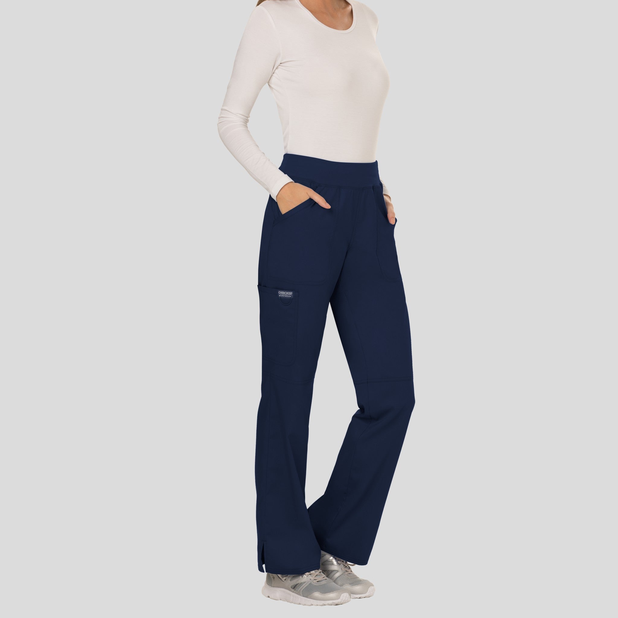 Women's Elastic Waistband Cargo Pull-On Scrub Pant