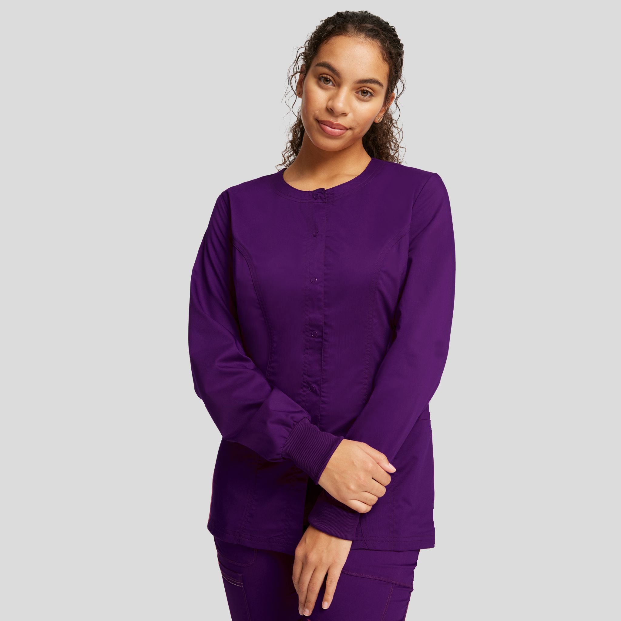 Women's Snap Front Solid Scrub Jacket