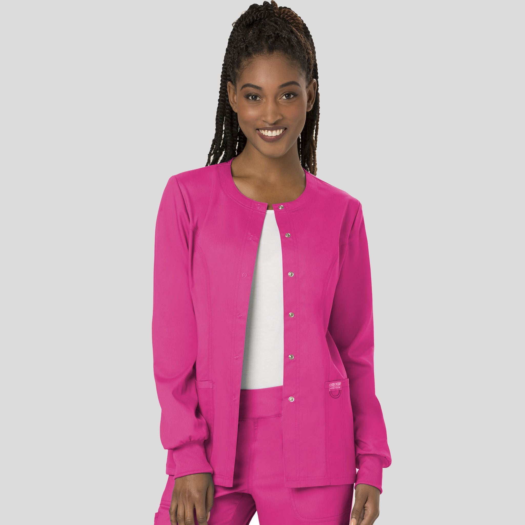 Women's Snap Front Solid Scrub Jacket