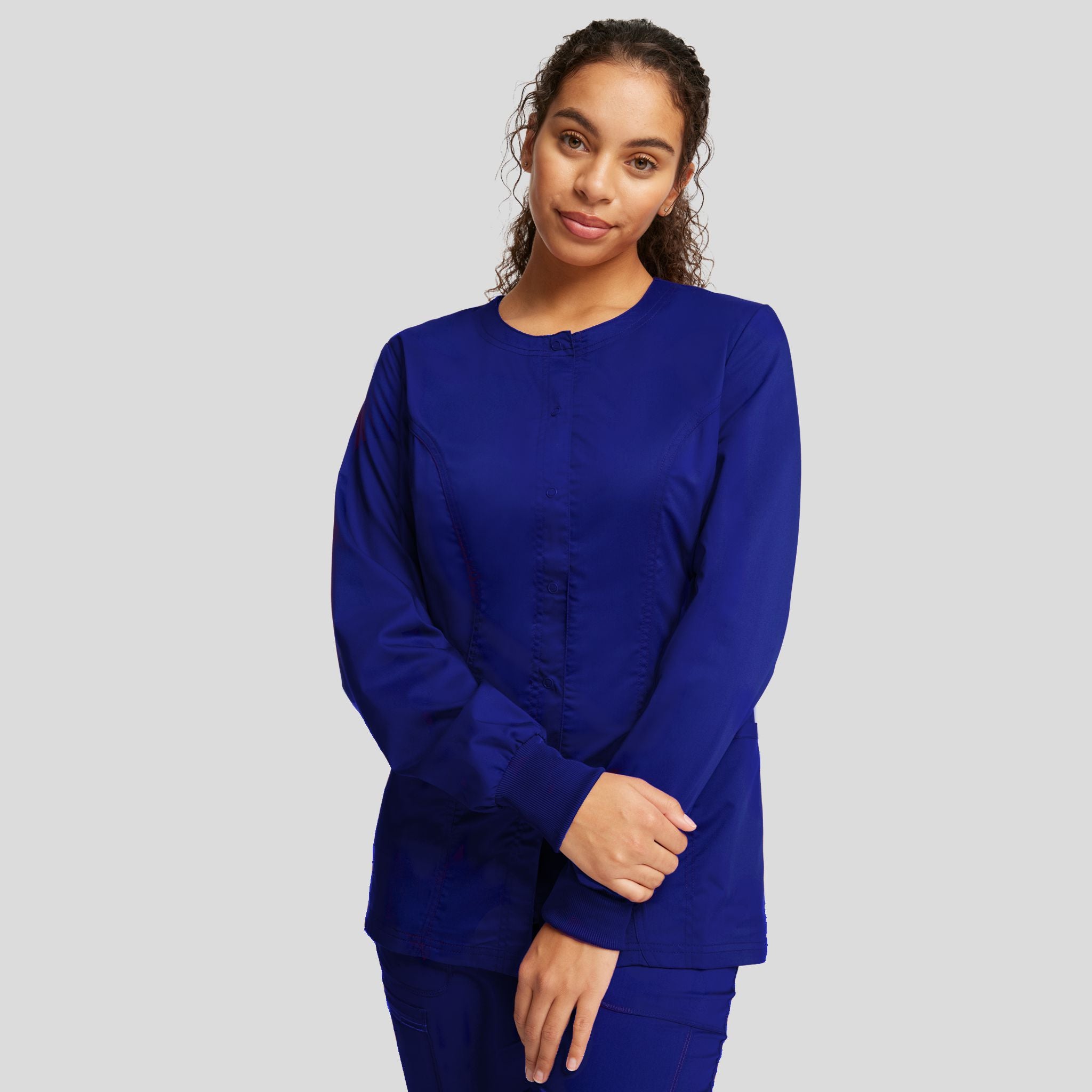 Women's Snap Front Solid Scrub Jacket