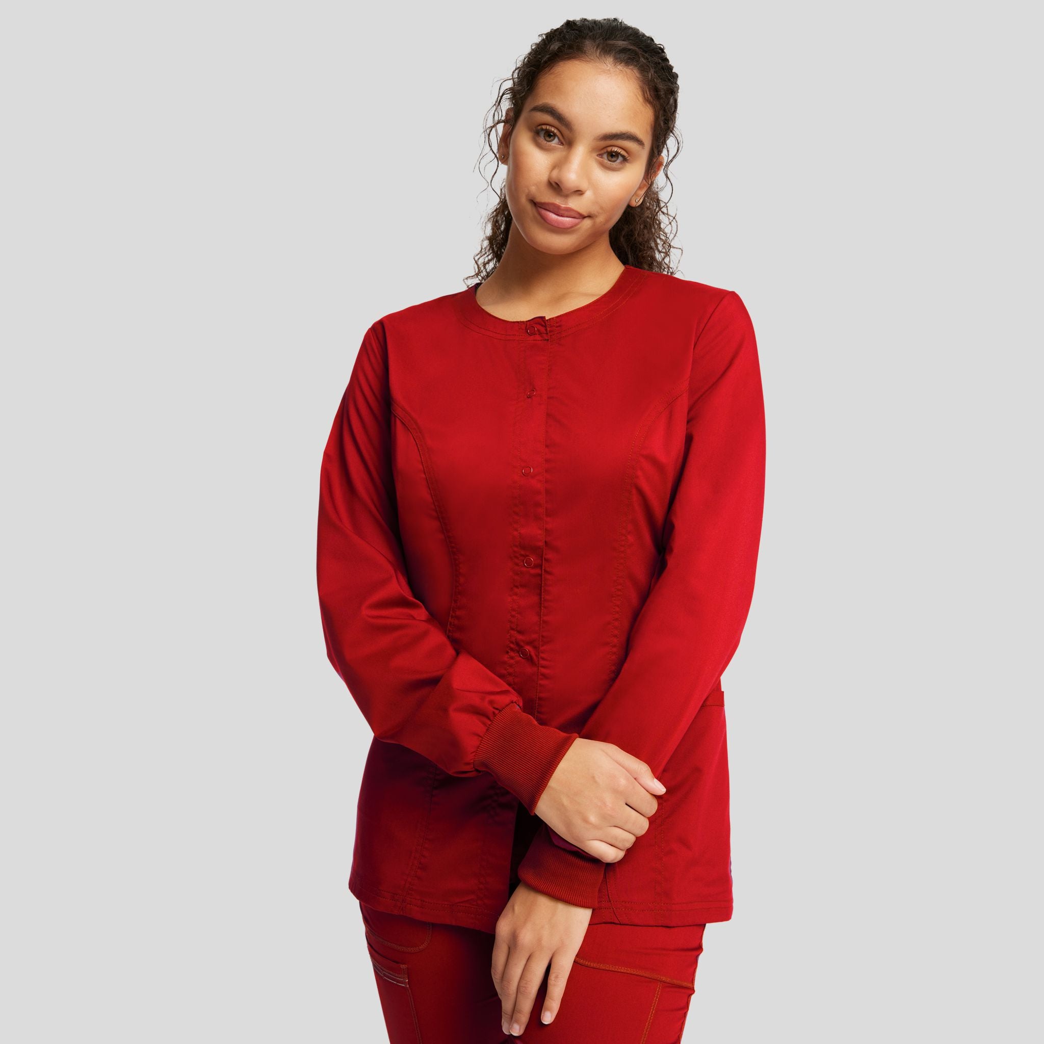 Women's Snap Front Solid Scrub Jacket