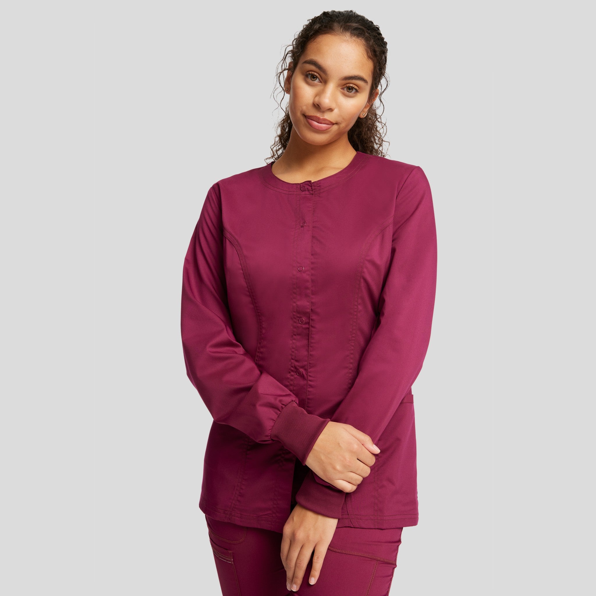 Women's Snap Front Solid Scrub Jacket