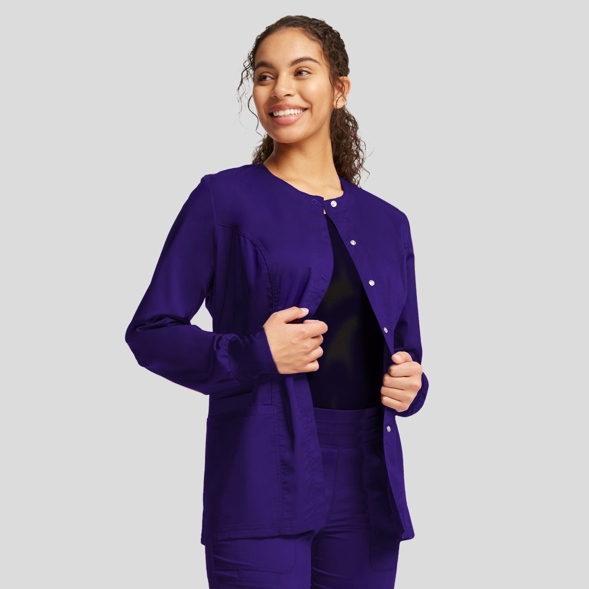 Women's Snap Front Solid Scrub Jacket