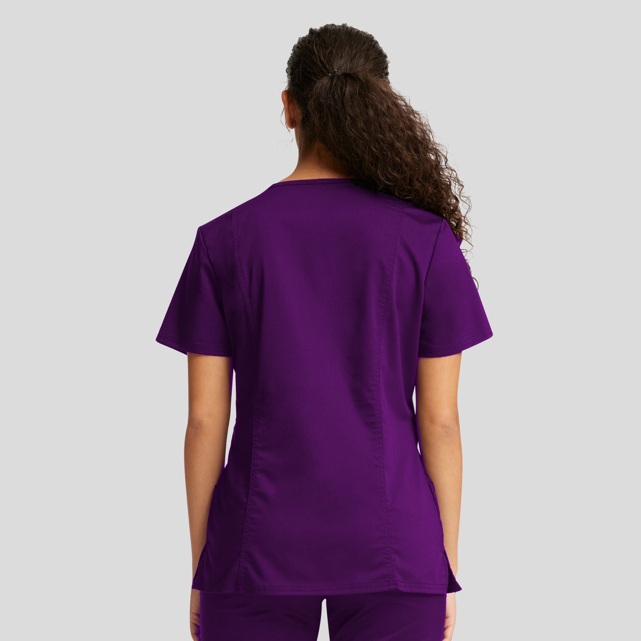 Women's Mock Wrap Solid Scrub Top