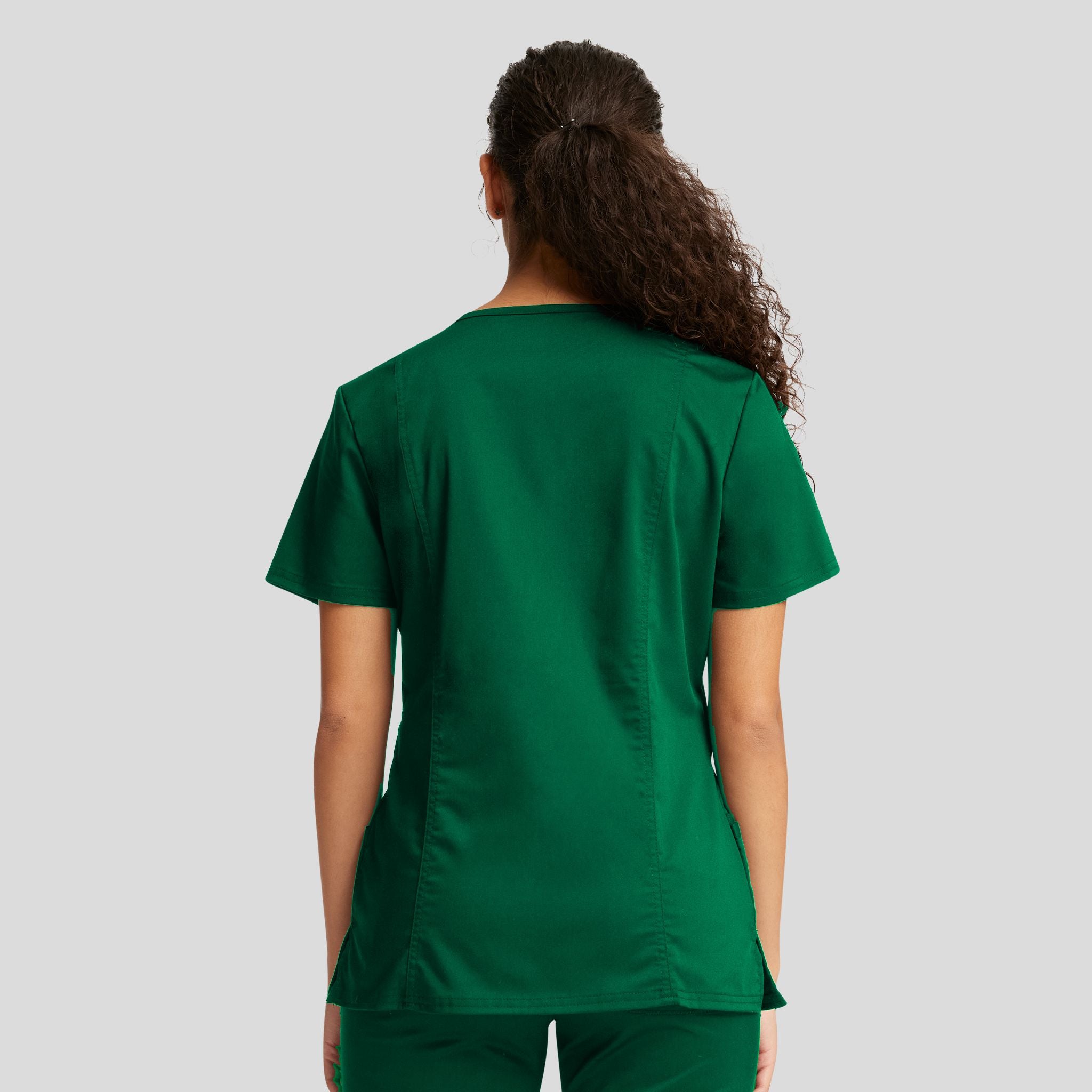 Women's Mock Wrap Solid Scrub Top