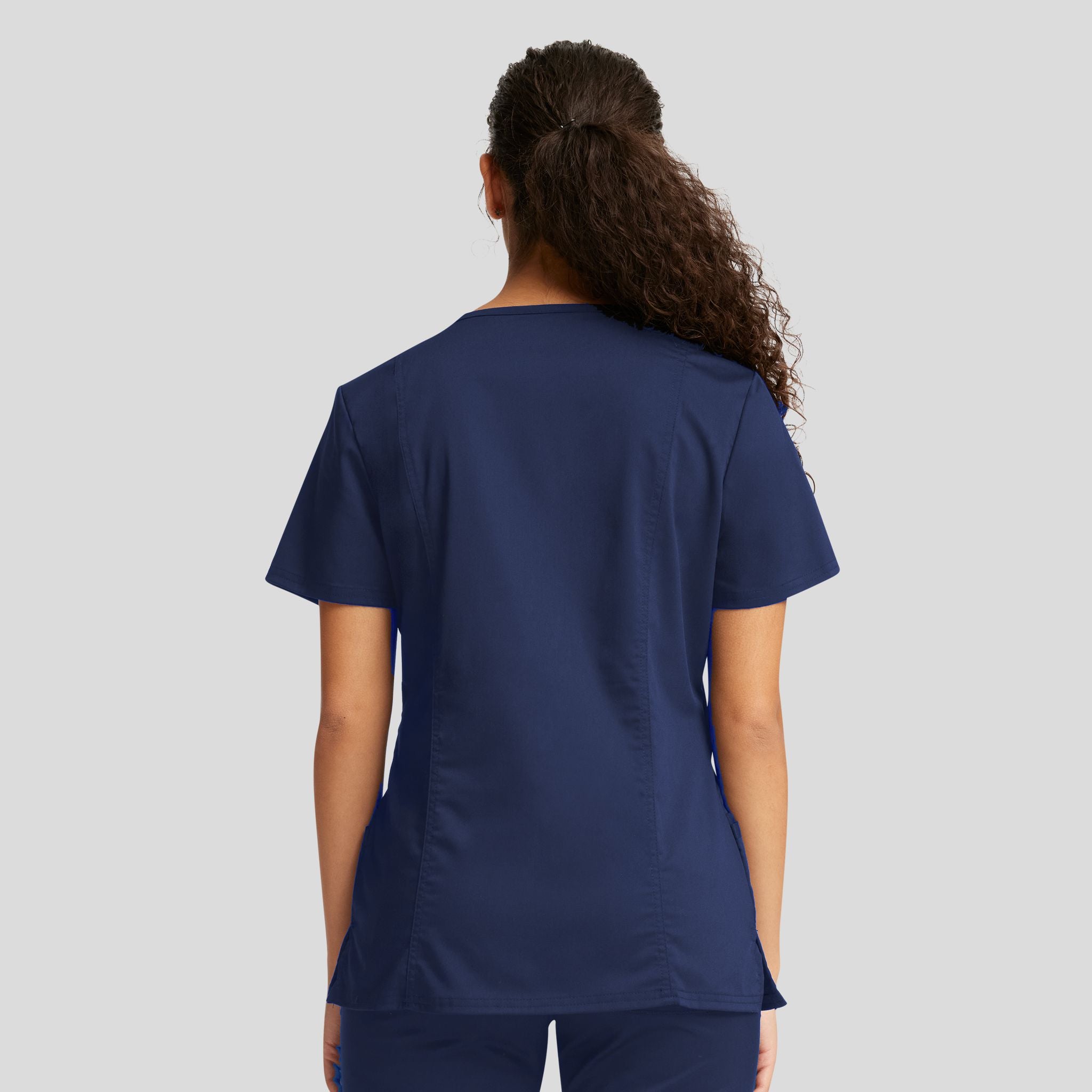 Women's Mock Wrap Solid Scrub Top