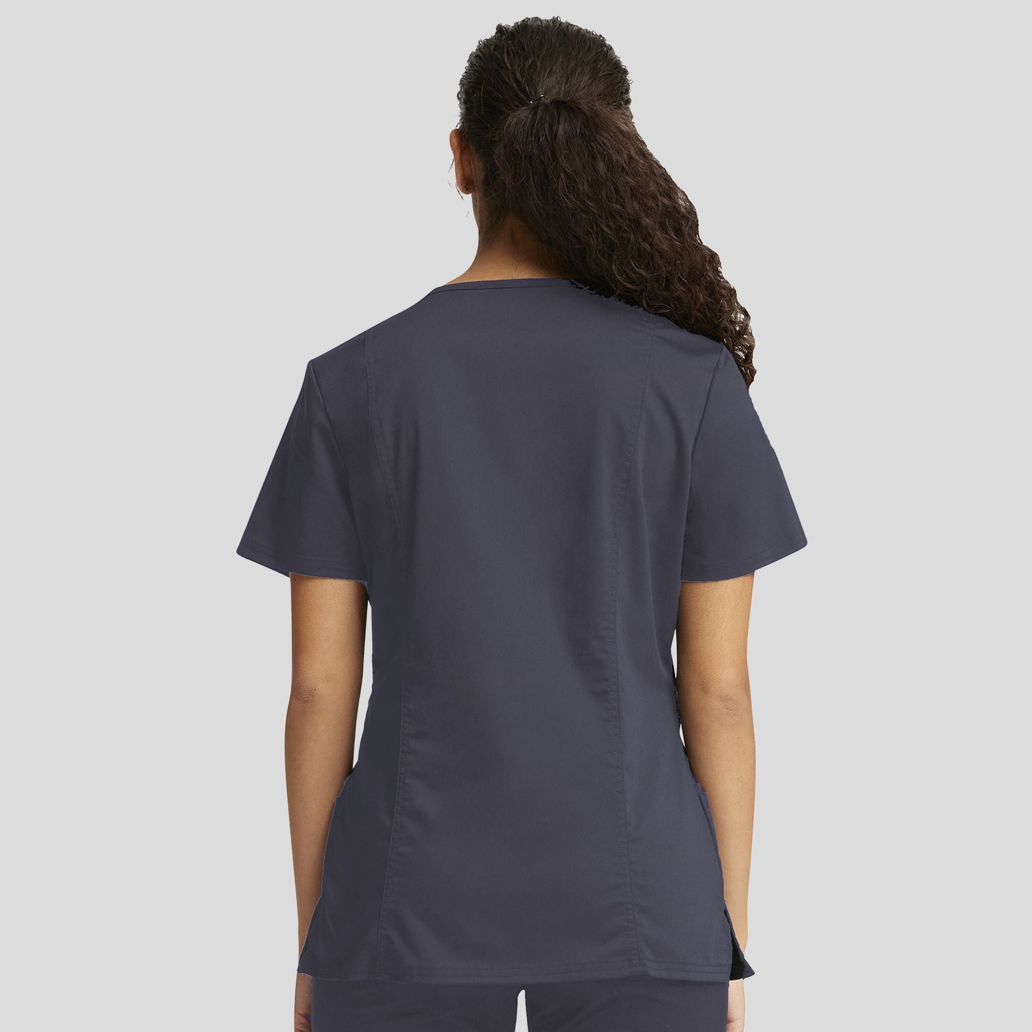 Women's Mock Wrap Solid Scrub Top