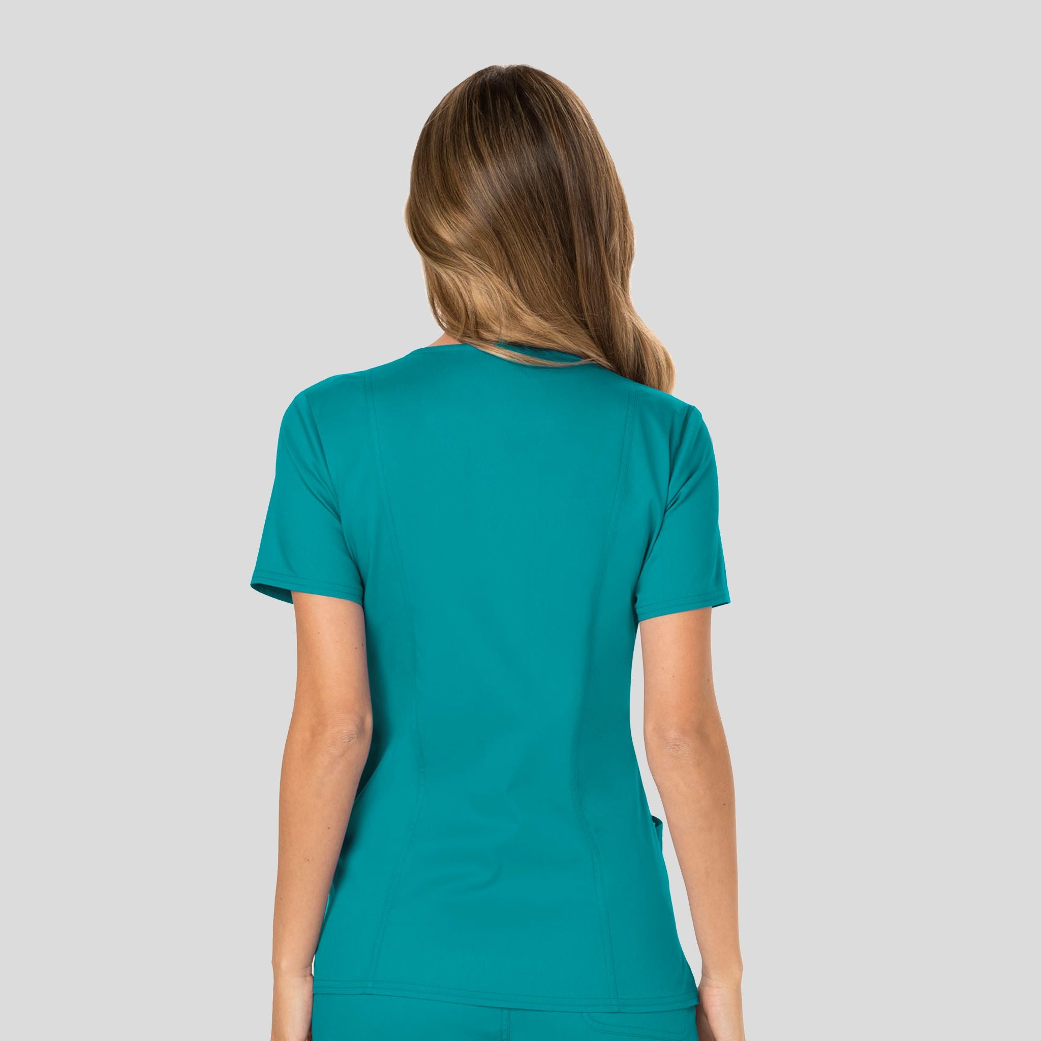 Women's Mock Wrap Solid Scrub Top