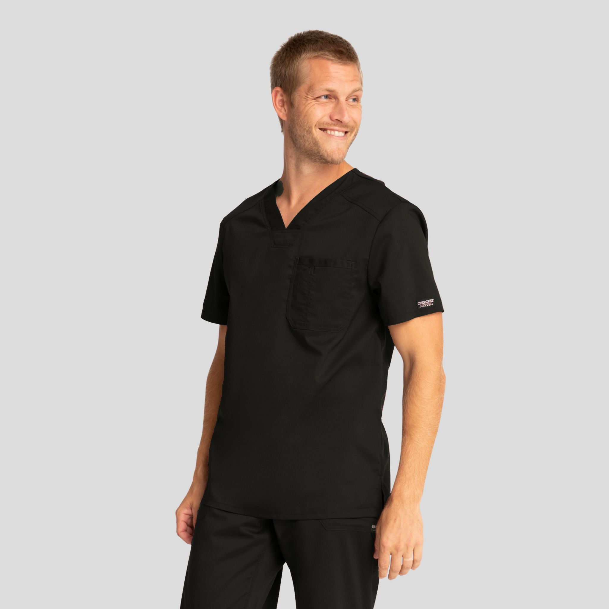 Men's V-Neck Solid Scrub Top